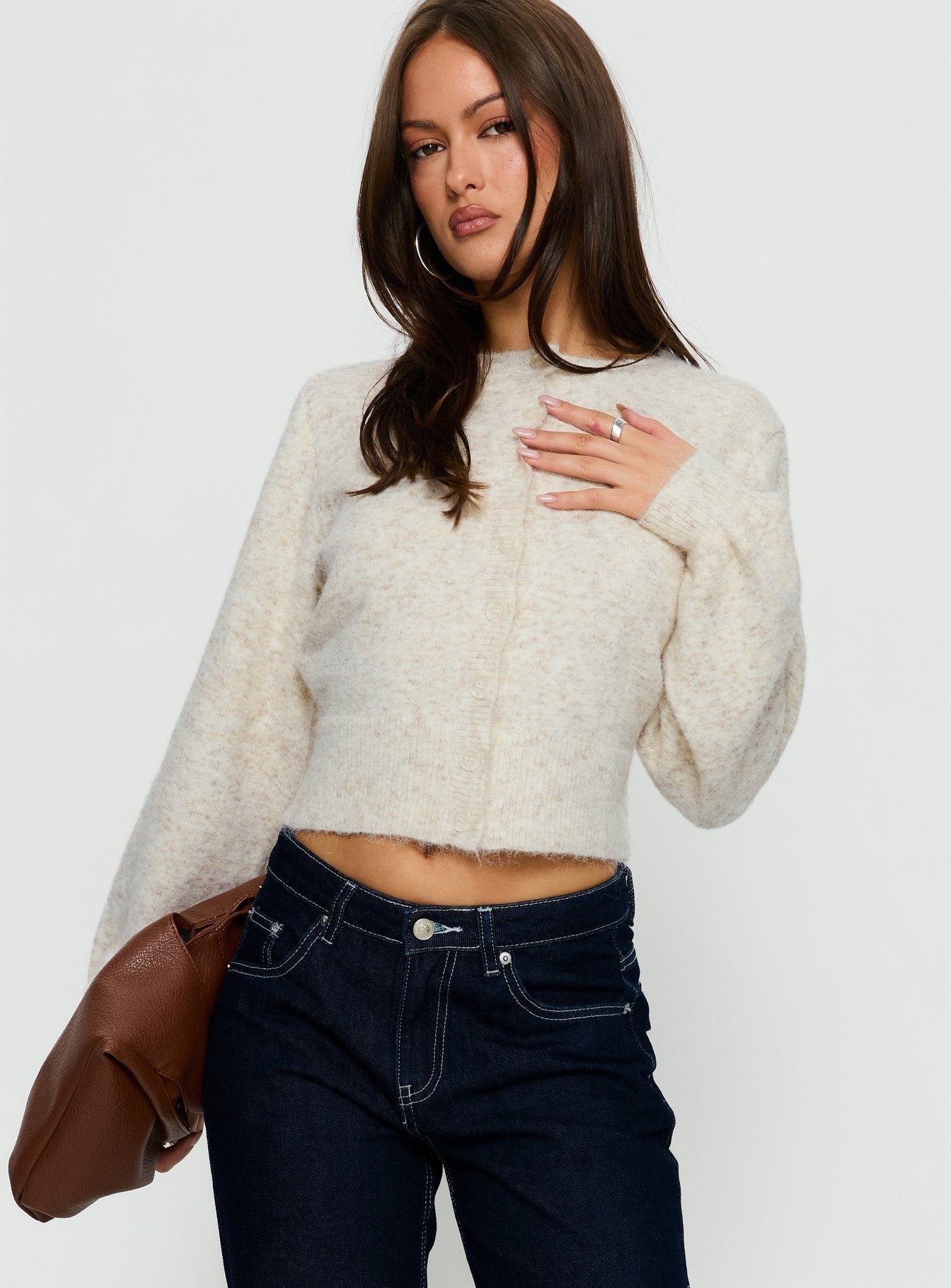 Dawsen Button Down Cardigan Cream women's sweater by Ellevoria