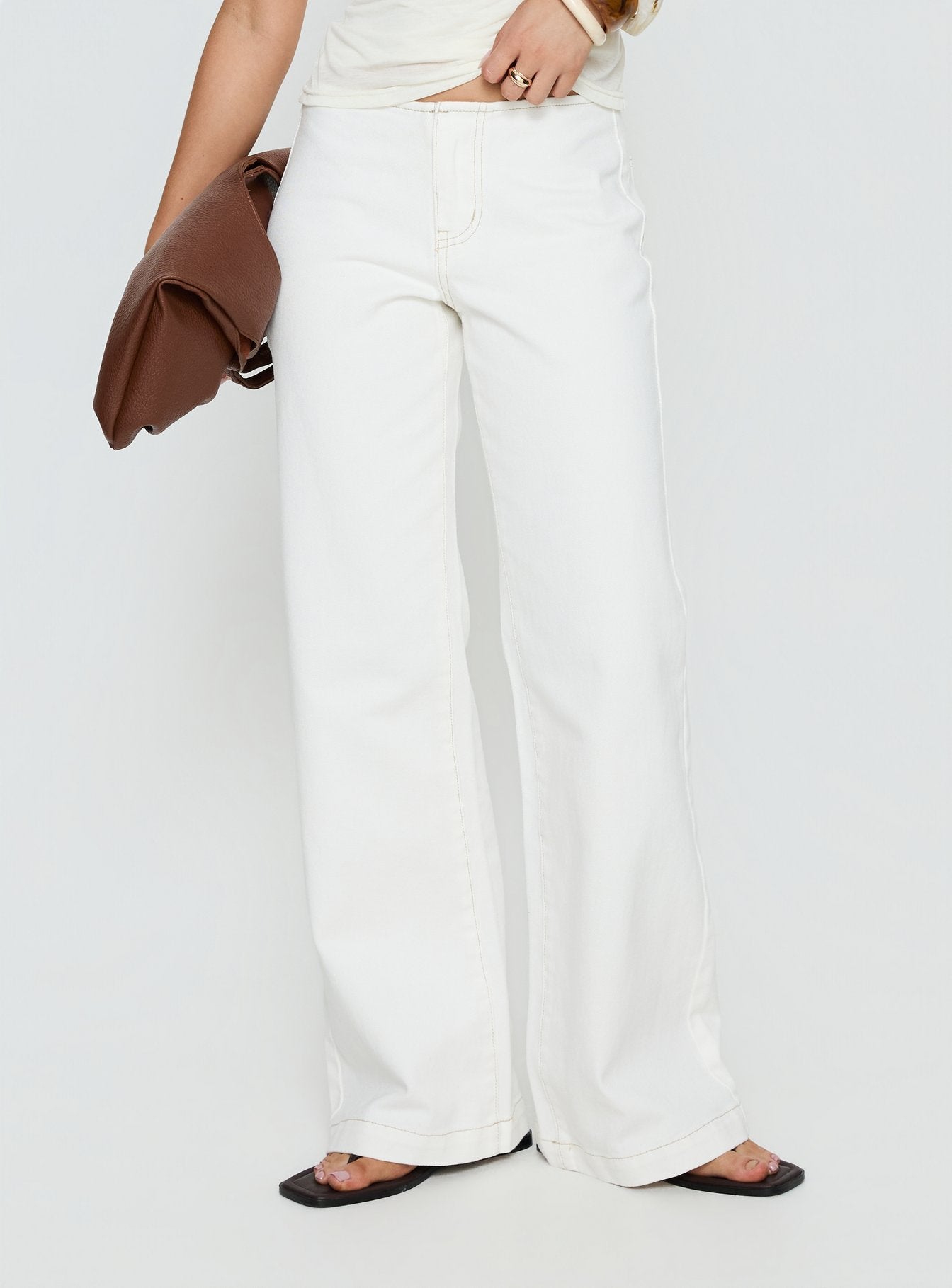Buenos No Waist Low Rise Straight Leg Jeans White women's denim jeans by Ellevoria