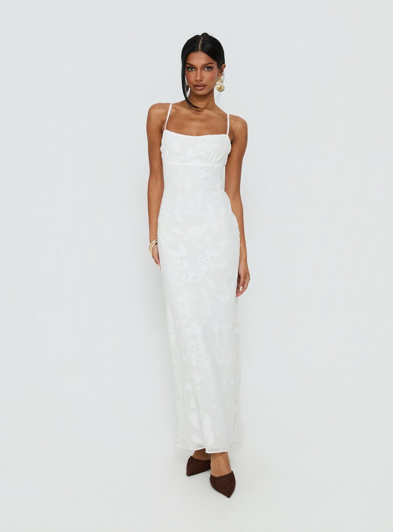 Avienna Maxi Dress White Burnout - women's maxi dress by Ellevoria - view 2