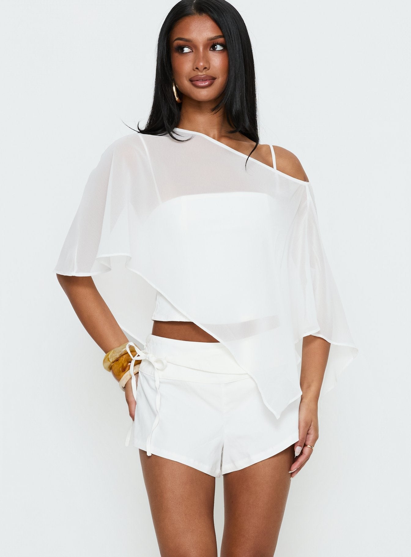 Senzo Wrap Shorts White women's two piece set by Ellevoria