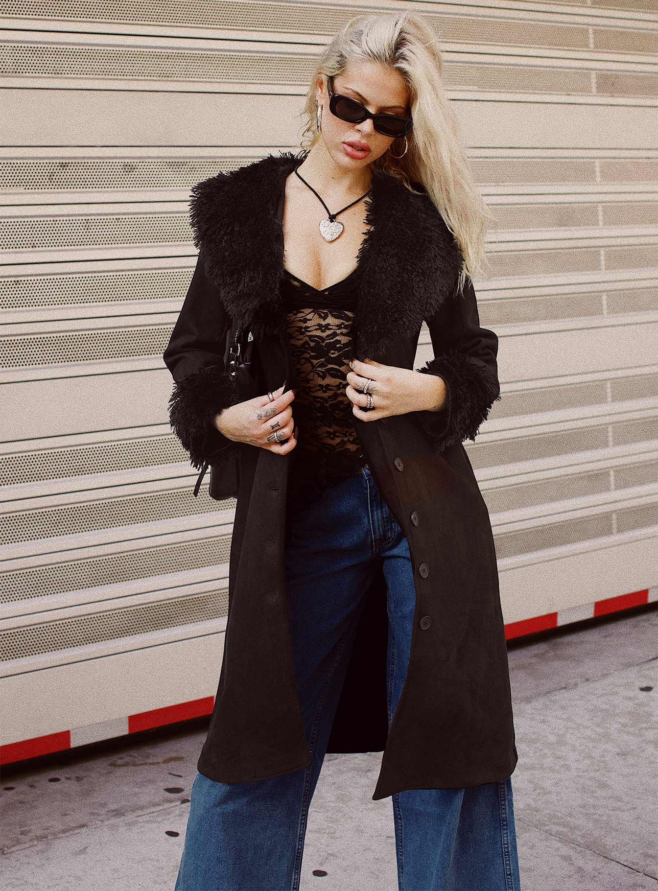 After Party Shearling Jacket Black women's jacket by Ellevoria