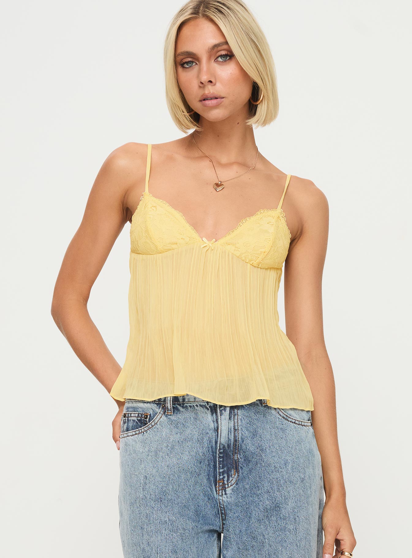 Zami Pleat Top Lemon - women's top by Ellevoria - view 2