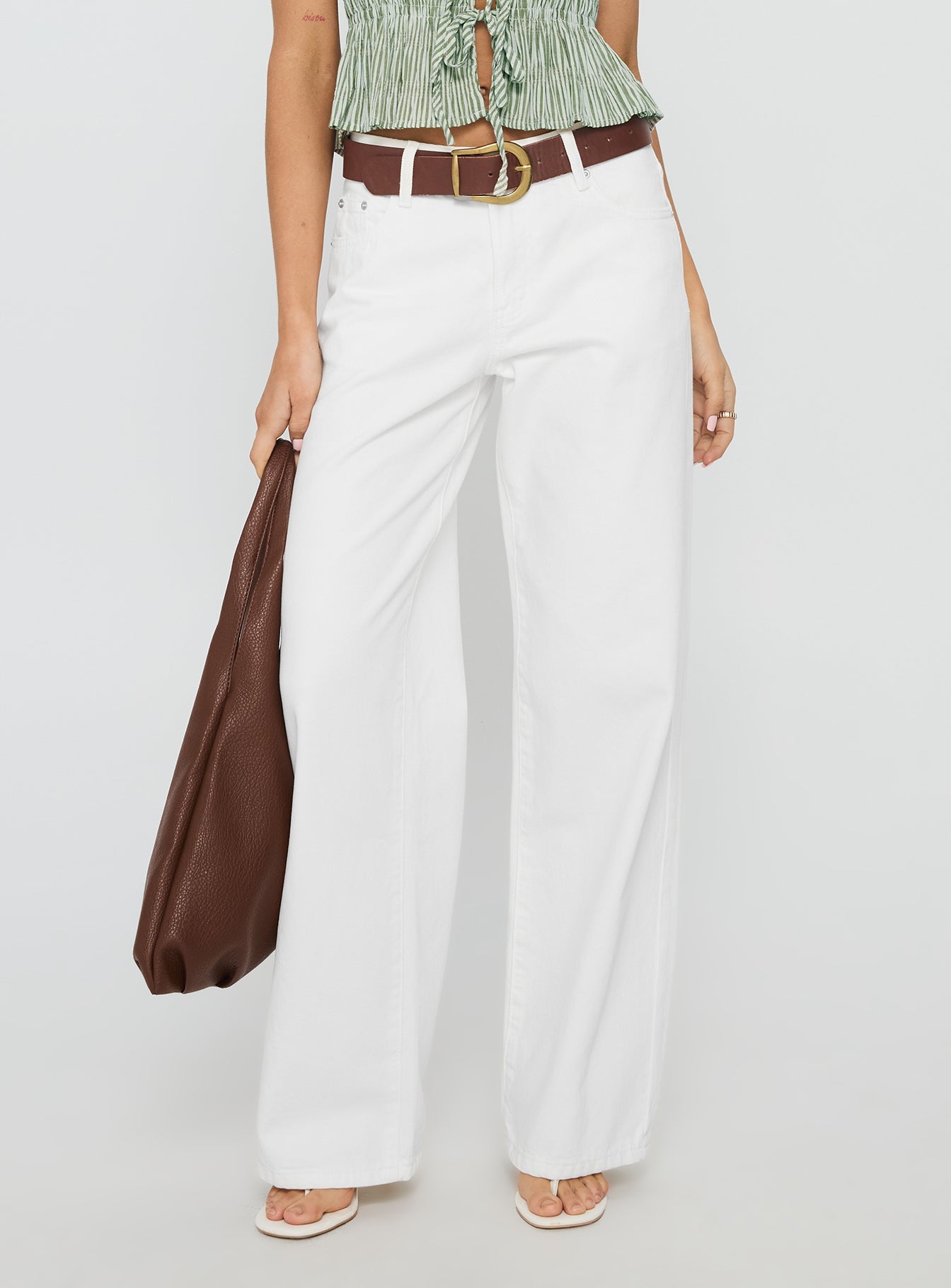 Serenitia Mid Rise Relaxed Jeans White Wash women's denim jeans by Ellevoria