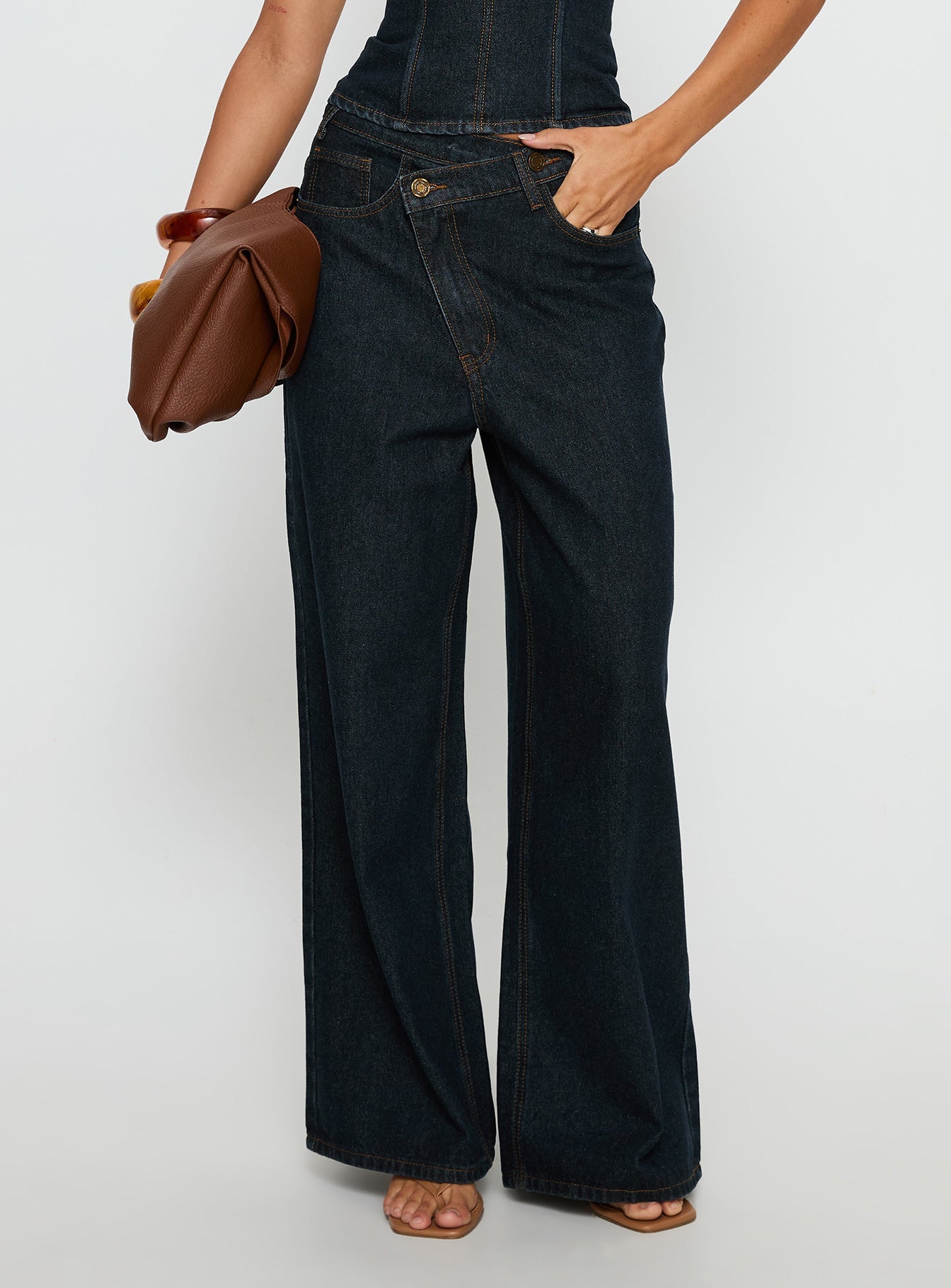 Blue Crush Low Rise Wide Leg Jeans Indigo women's denim jeans by Ellevoria