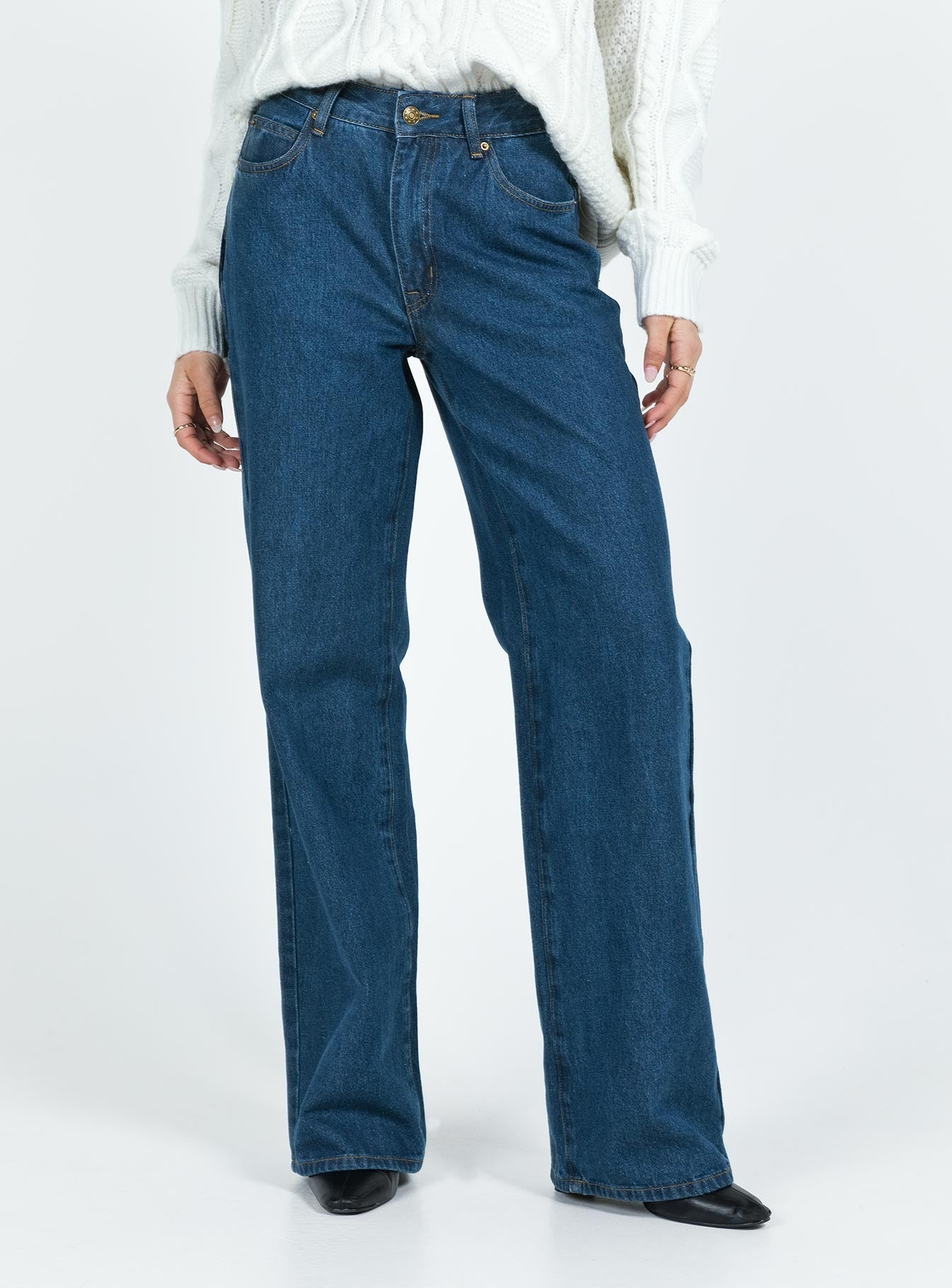Top Model Low Rise Straight Leg Jeans Dark Denim women's denim jeans by Ellevoria