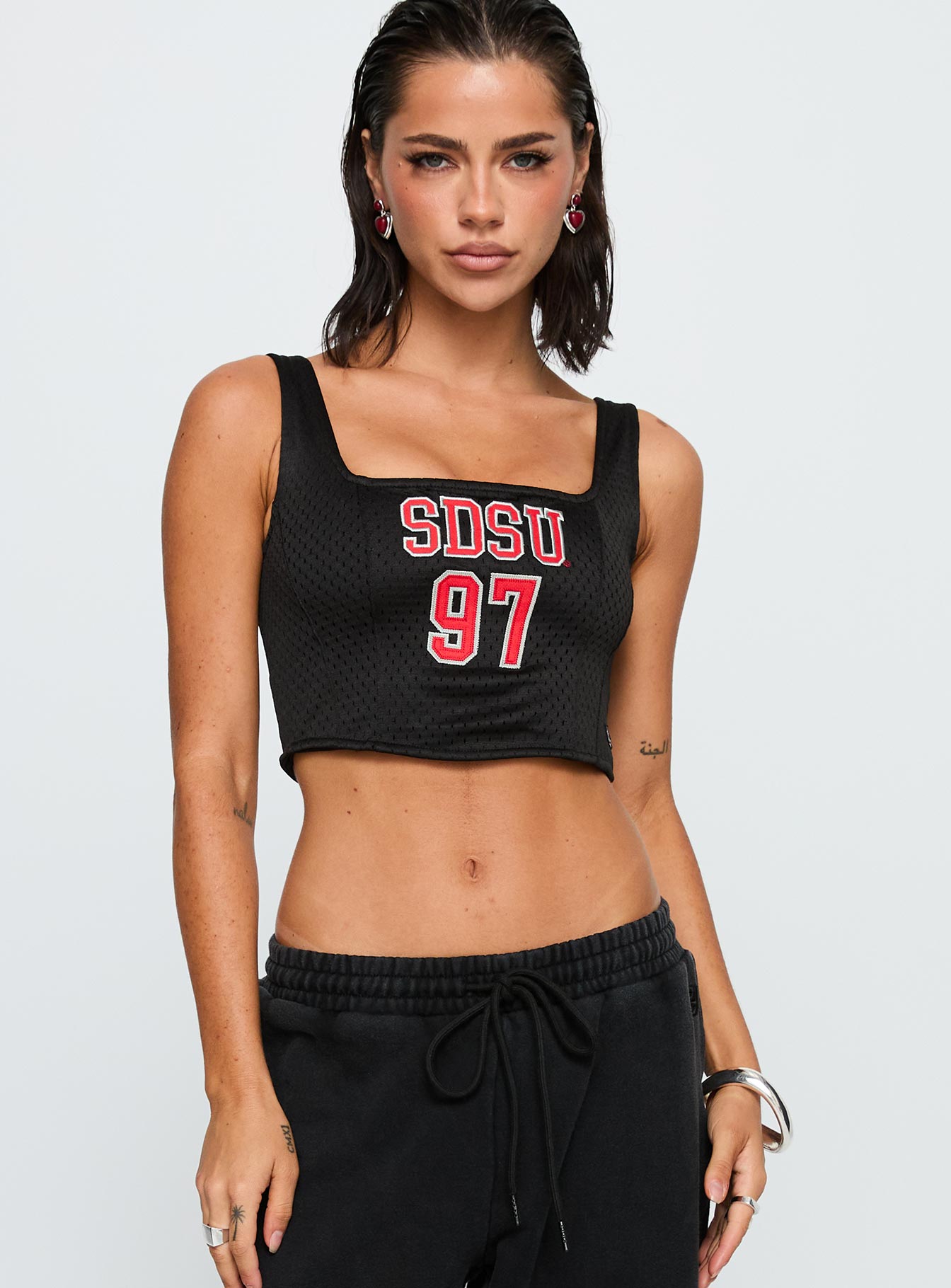 SDSU Jersey Corset Top Black - women's top by Ellevoria - view 2