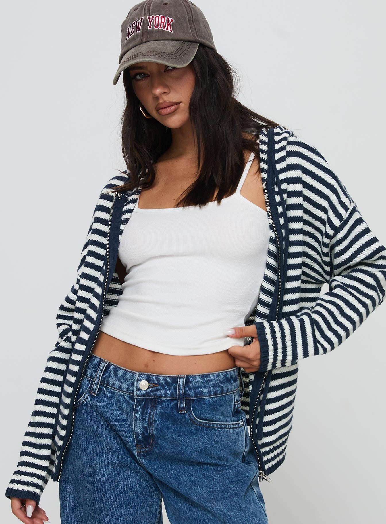 Brienna Zip Jacket Navy women's jacket by Ellevoria
