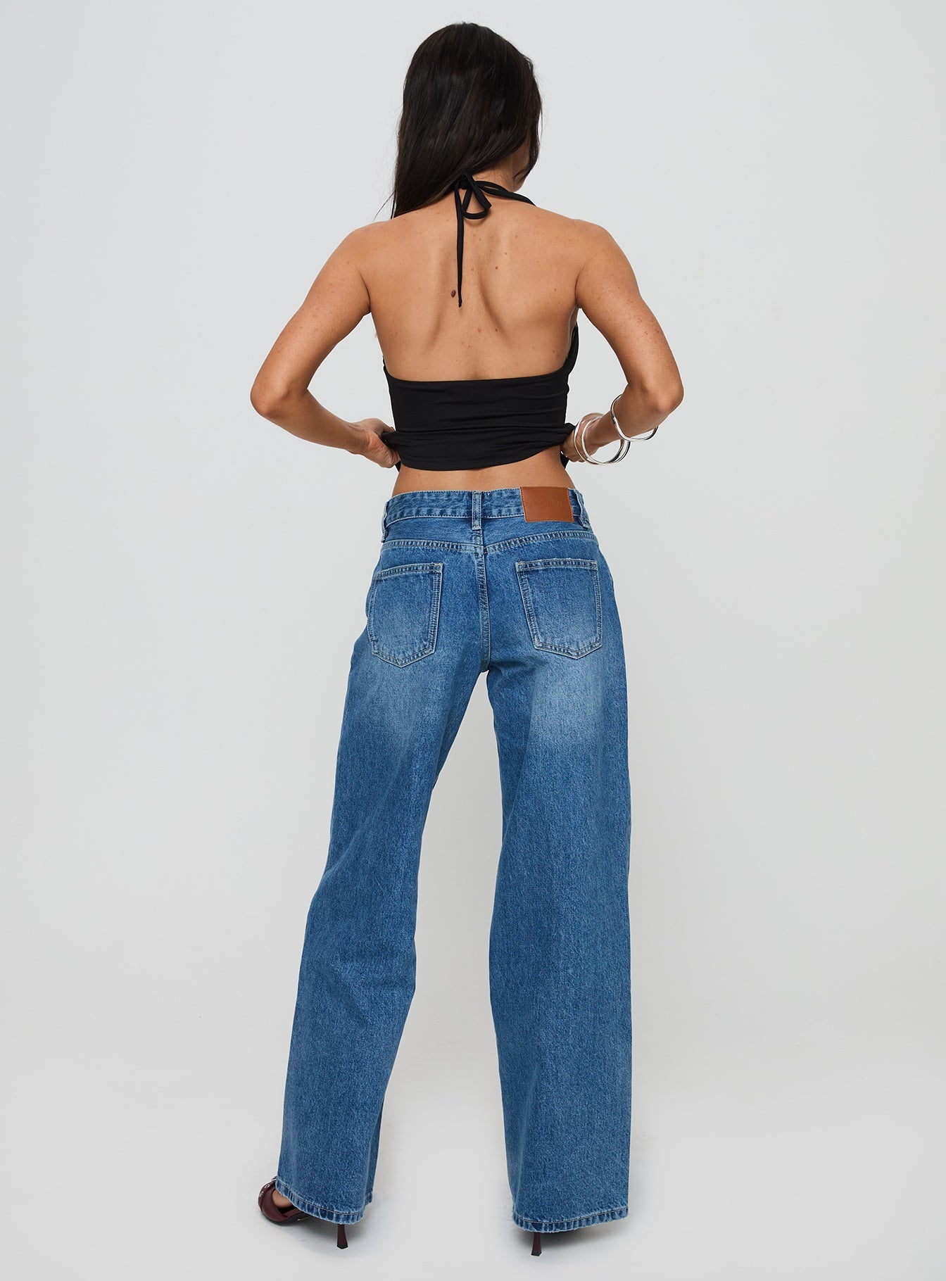 Serenitia Mid Rise Relaxed Jeans Mid Blue Wash Petite women's denim jeans by Ellevoria