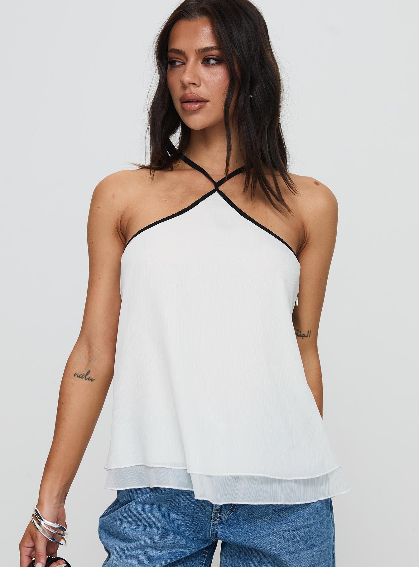 Rafaella Halter Top Cream - women's top by Ellevoria - view 2