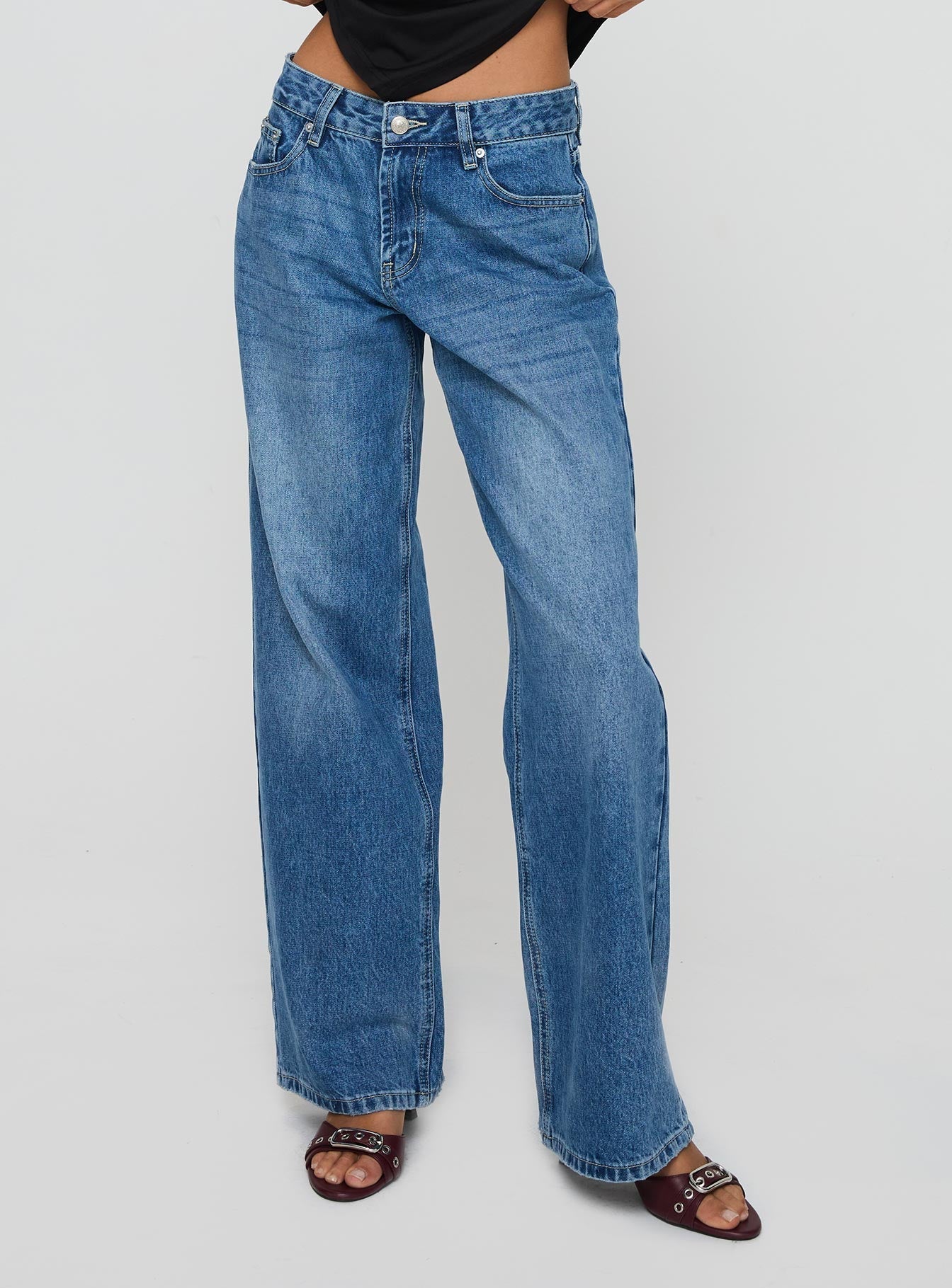 Serenitia Mid Rise Relaxed Jeans Mid Blue Wash women's denim jeans by Ellevoria