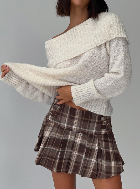 Parkley Boucle Off The Shoulder Sweater Cream women's sweater by Ellevoria