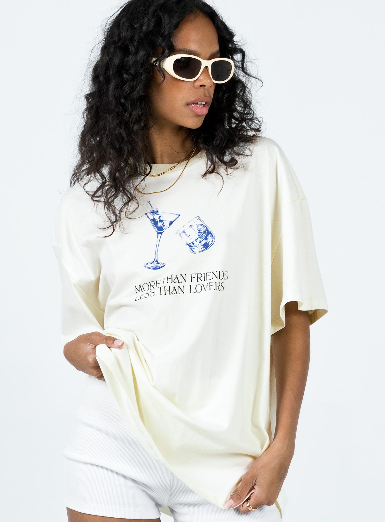 More Than Friends Oversized Tee Off White - women's top by Ellevoria - view 3