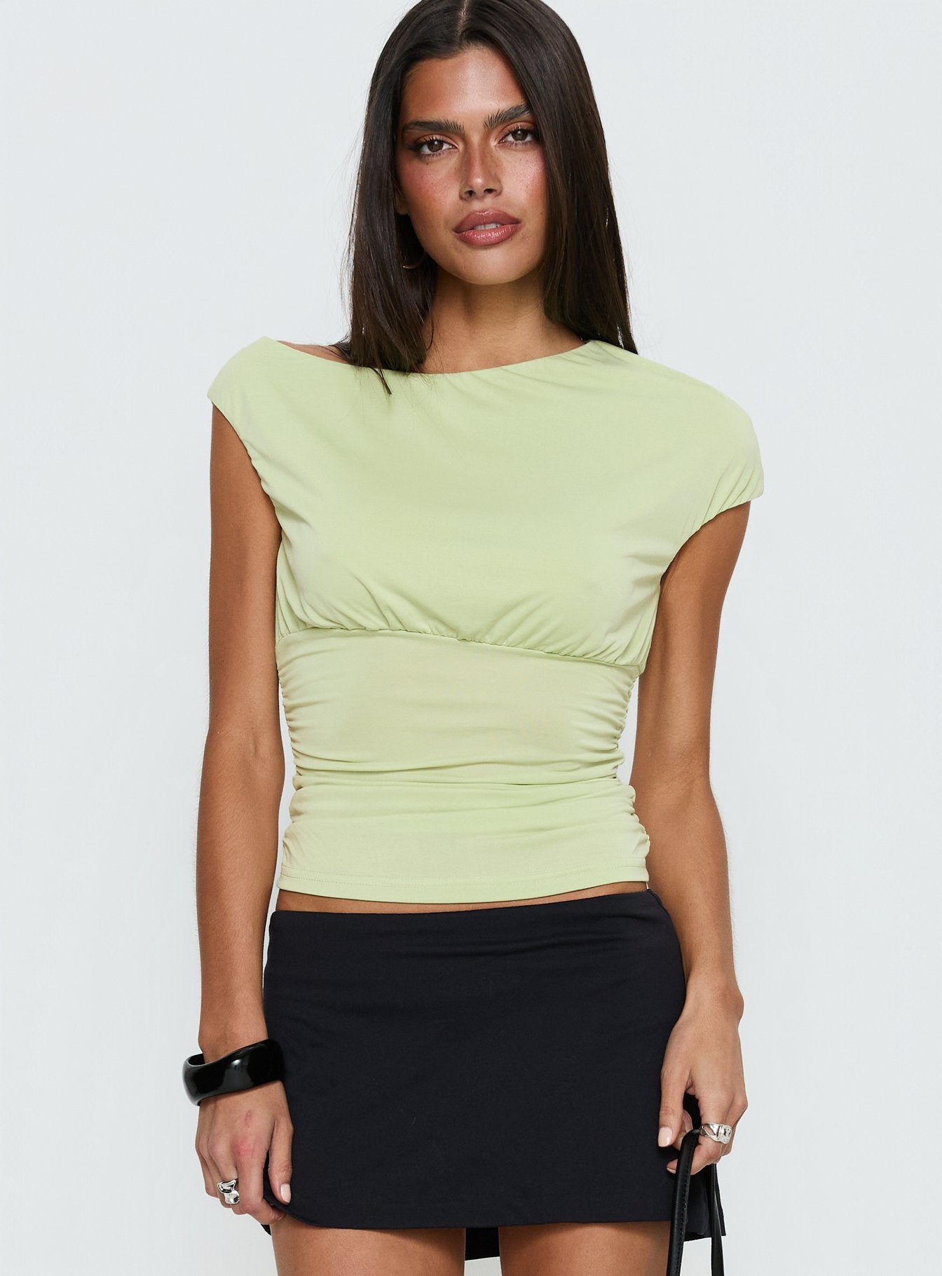 Emelyne Cinched Waist Top Pistachio - women's top by Ellevoria - view 2