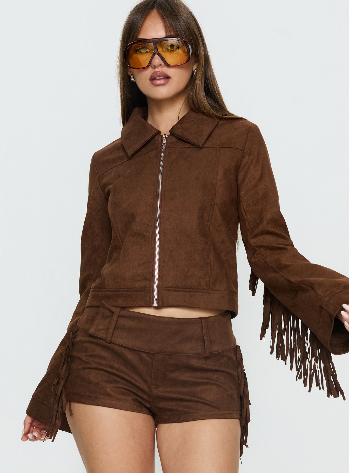 Dakohda Fringe Jacket Chocolate Brown women's jacket by Ellevoria