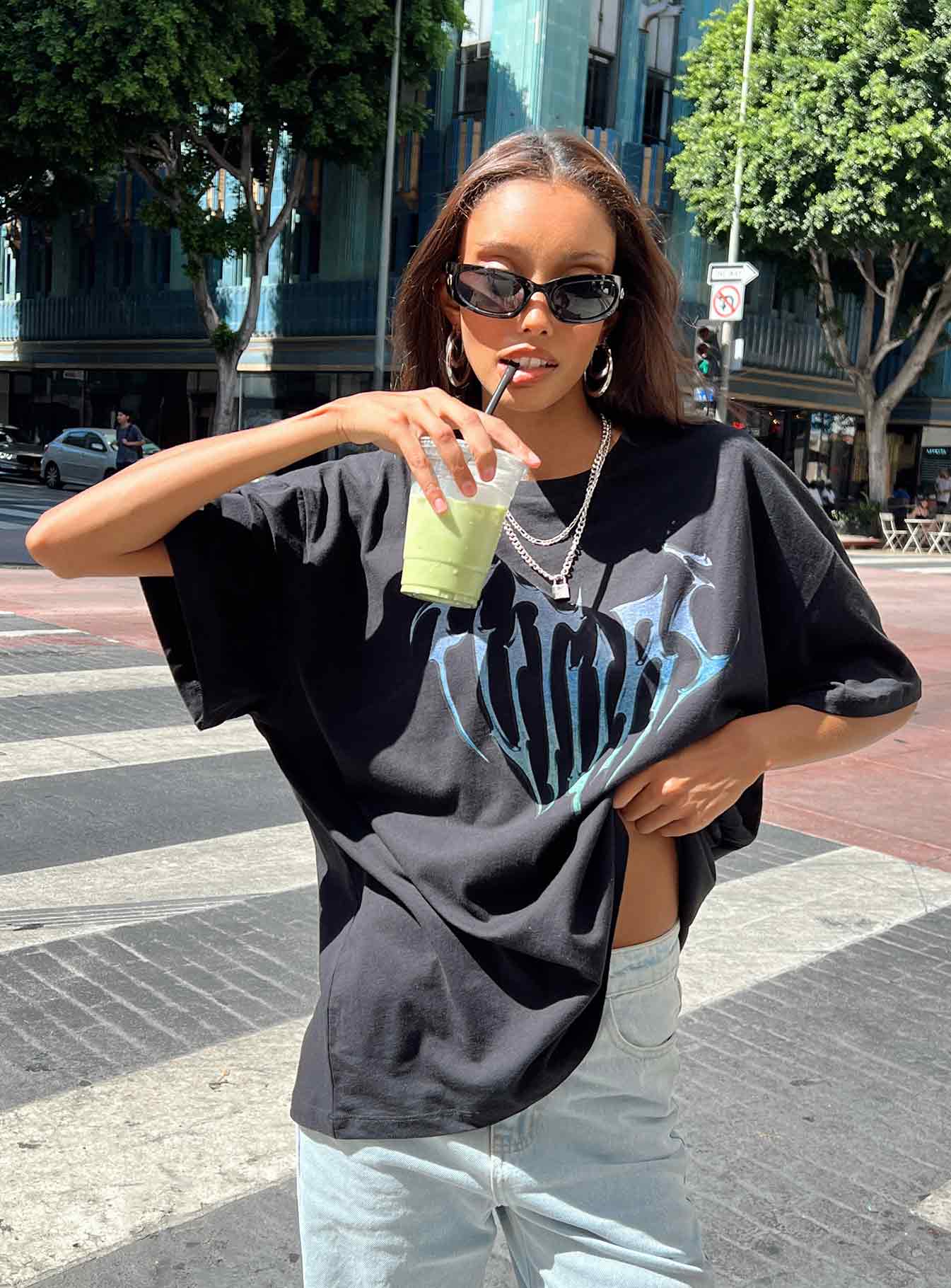 Future Oversize Tee Black - women's top by Ellevoria