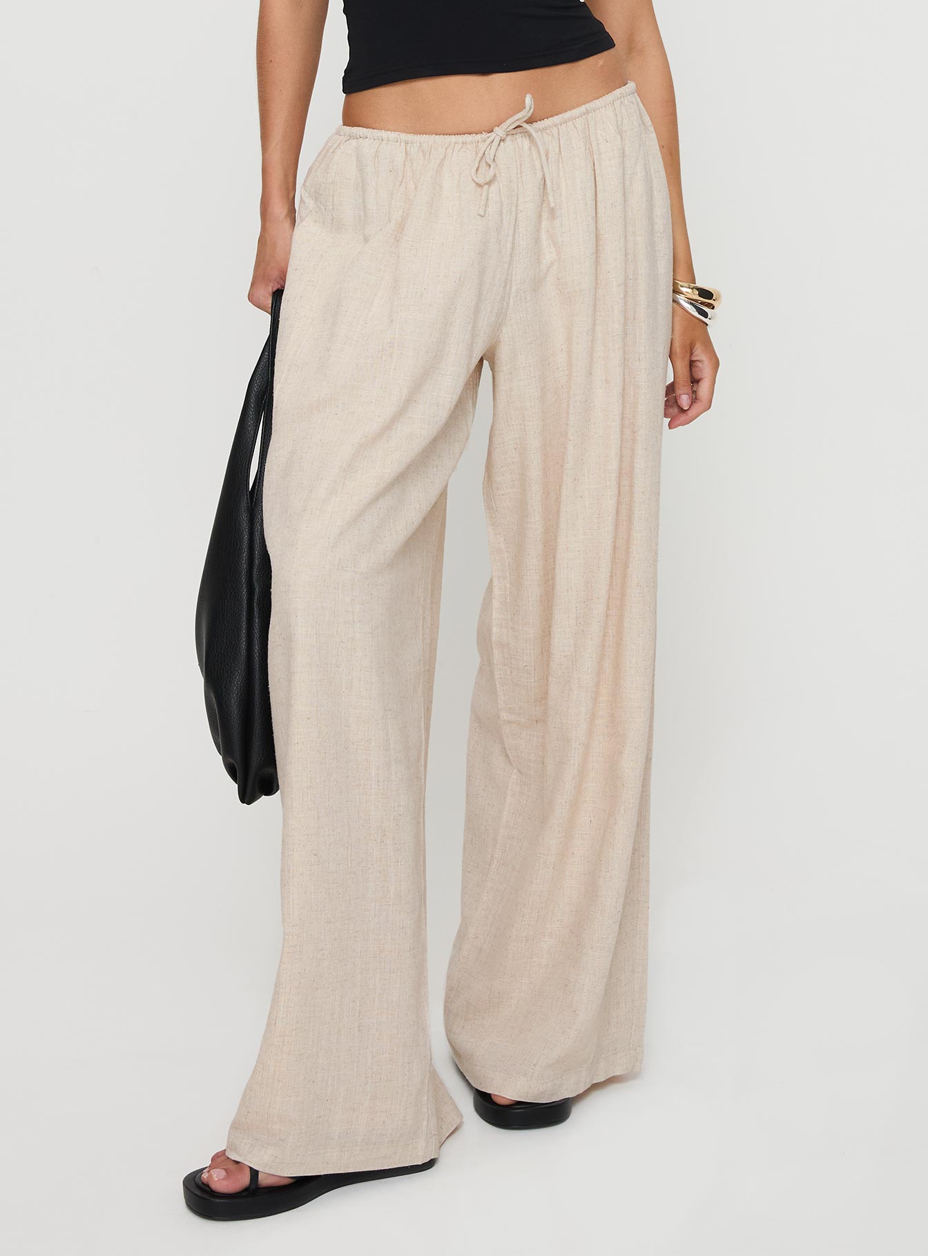 Beach Comber Linen Pant Beige - loose fit women's bottoms by Ellevoria