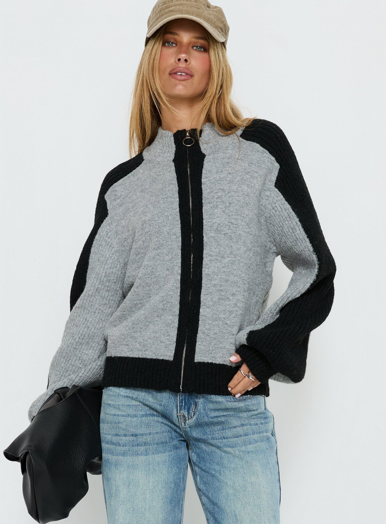 Asrar Jumper Grey / Black women's sweater by Ellevoria