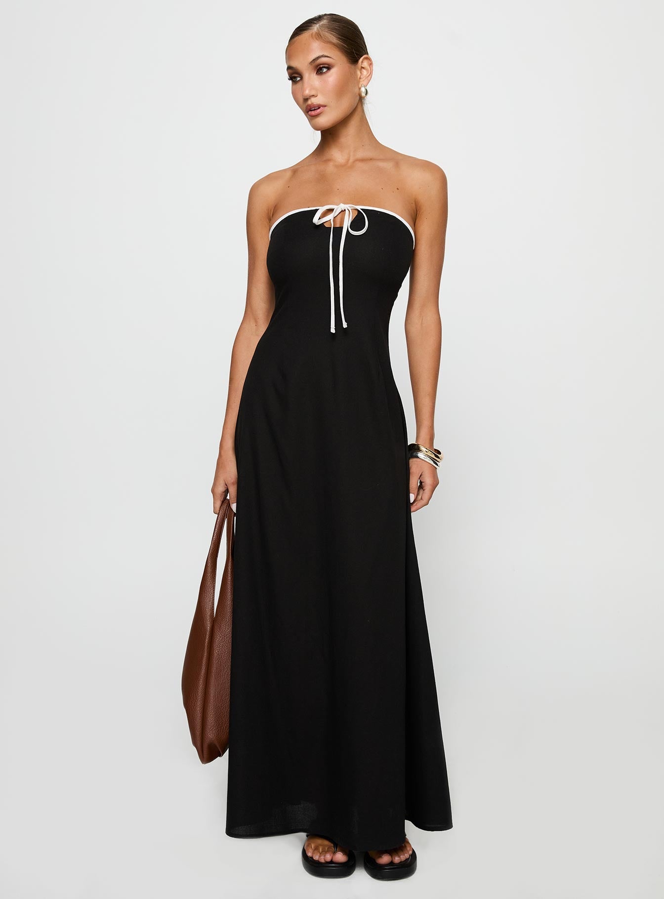 Bijou Strapless Maxi Dress Black - women's maxi dress by Ellevoria - view 2