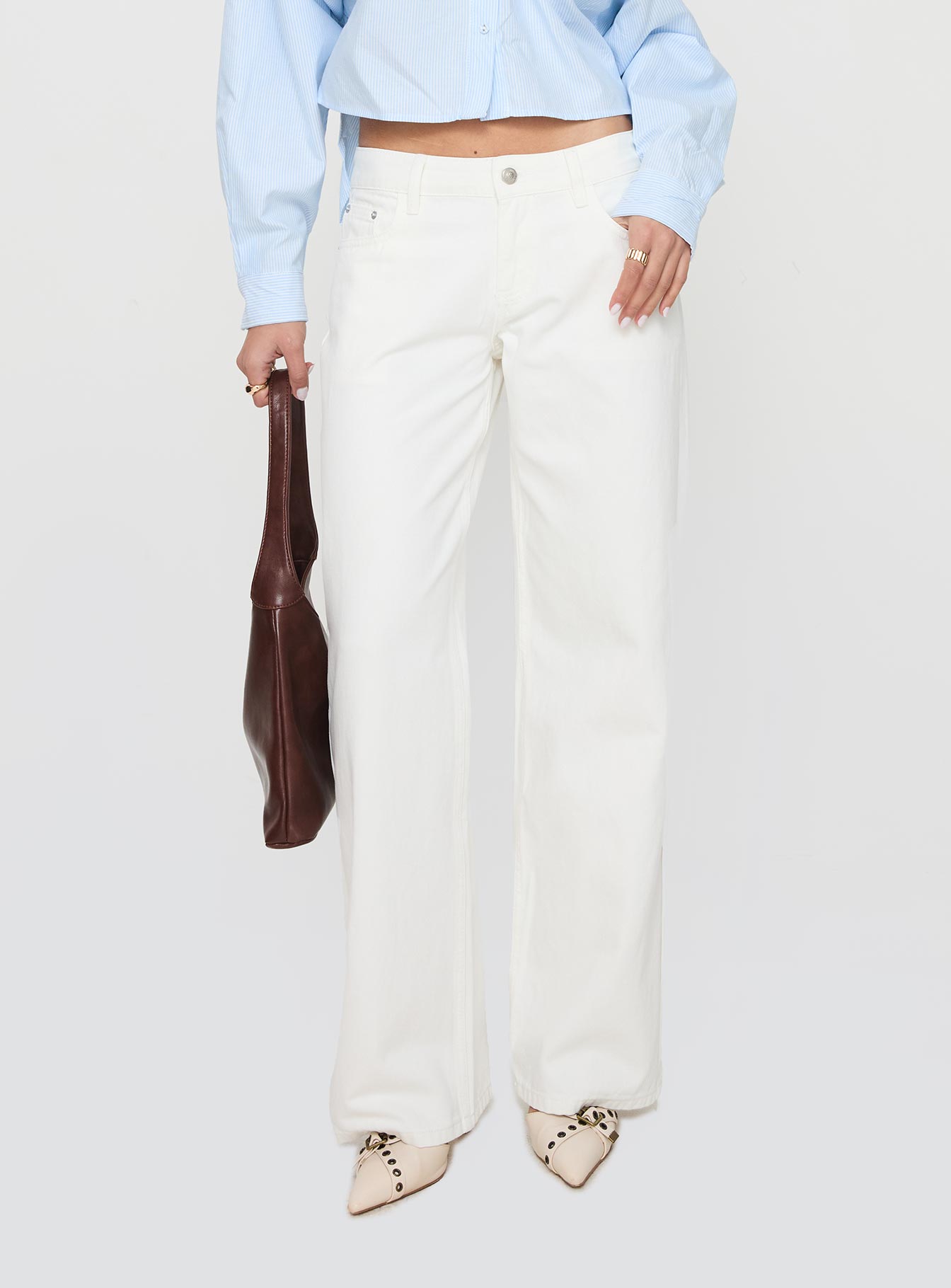 Ellanor Low Rise Straight Leg Jeans White women's denim jeans by Ellevoria