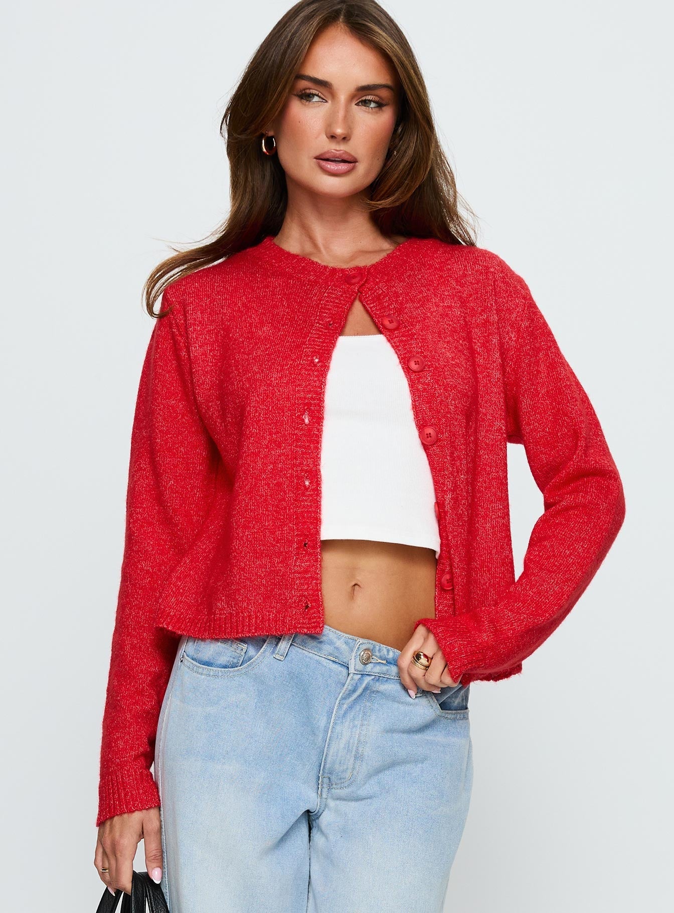 Denmark Cardigan Red women's sweater by Ellevoria