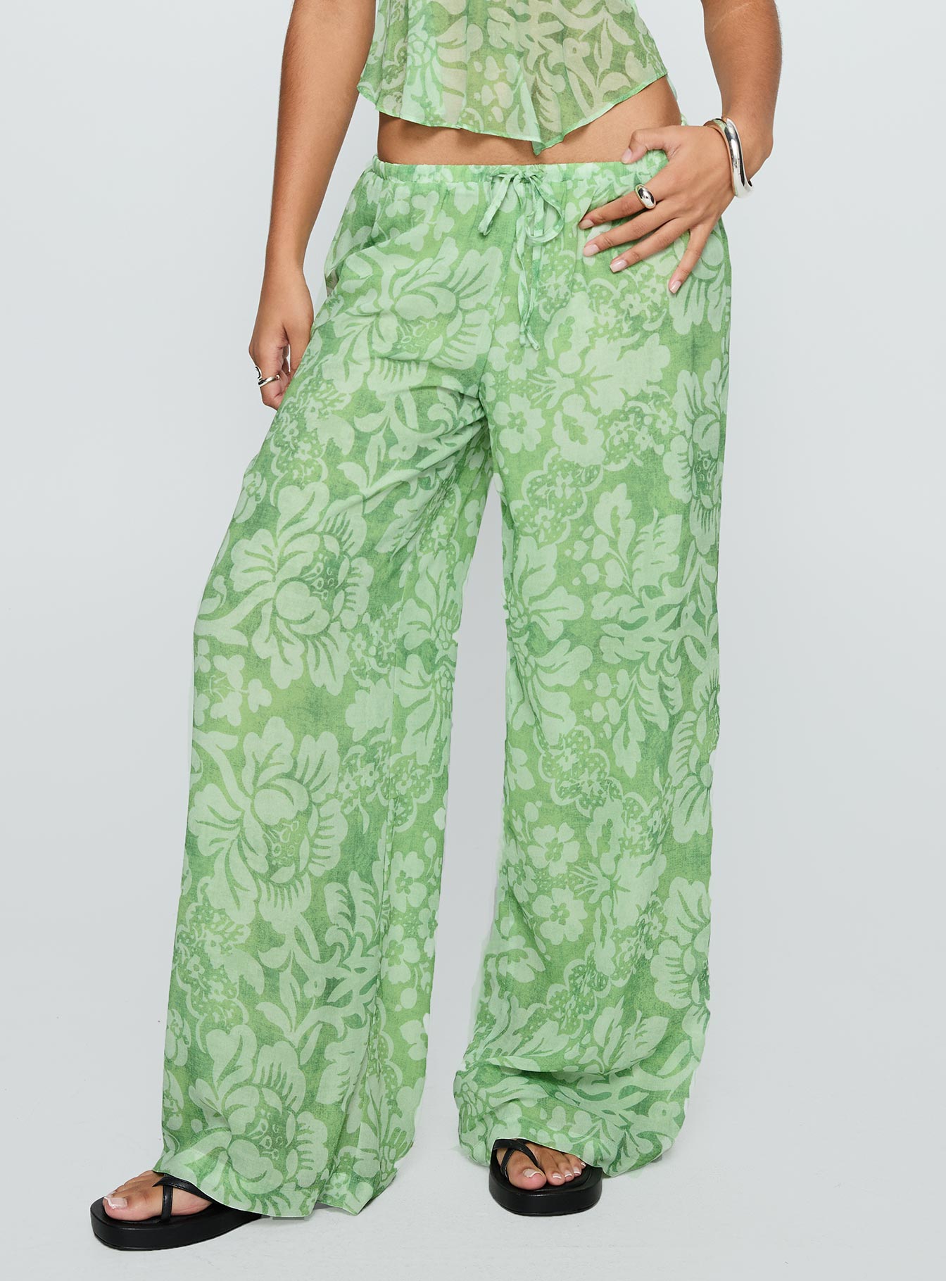 Finesse Pants Green Floral women's pant set by Ellevoria