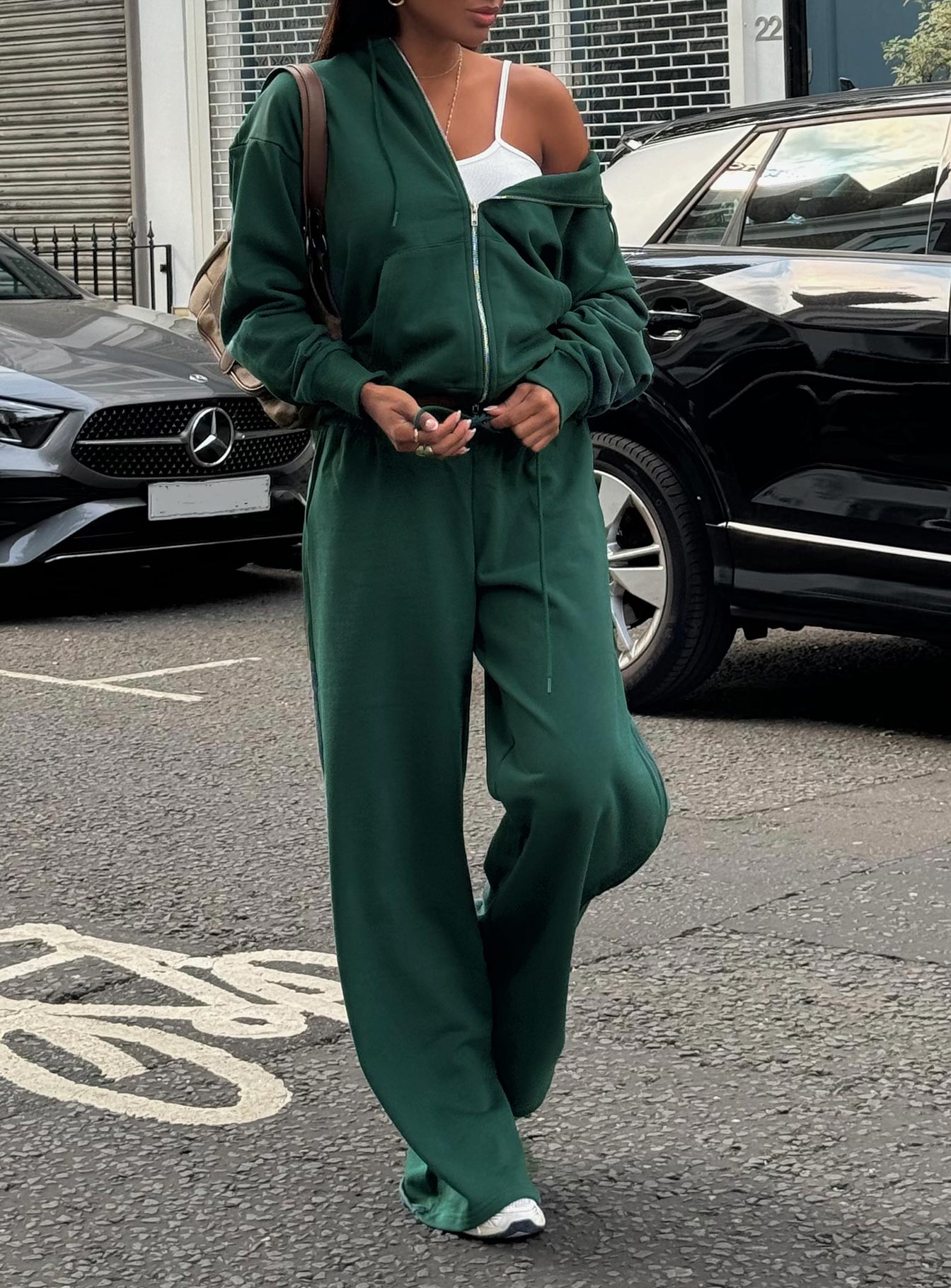 All Day Straight Leg Sweatpants Green women's pant set by Ellevoria