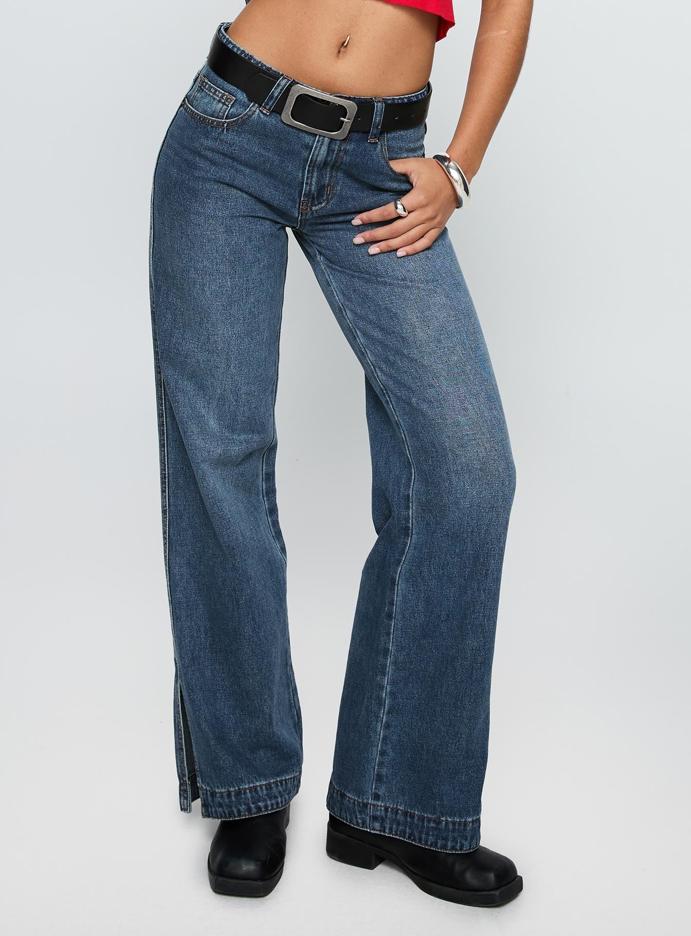 Dog Days Mid Rise Straight Leg Jeans Dark Blue Wash women's denim jeans by Ellevoria