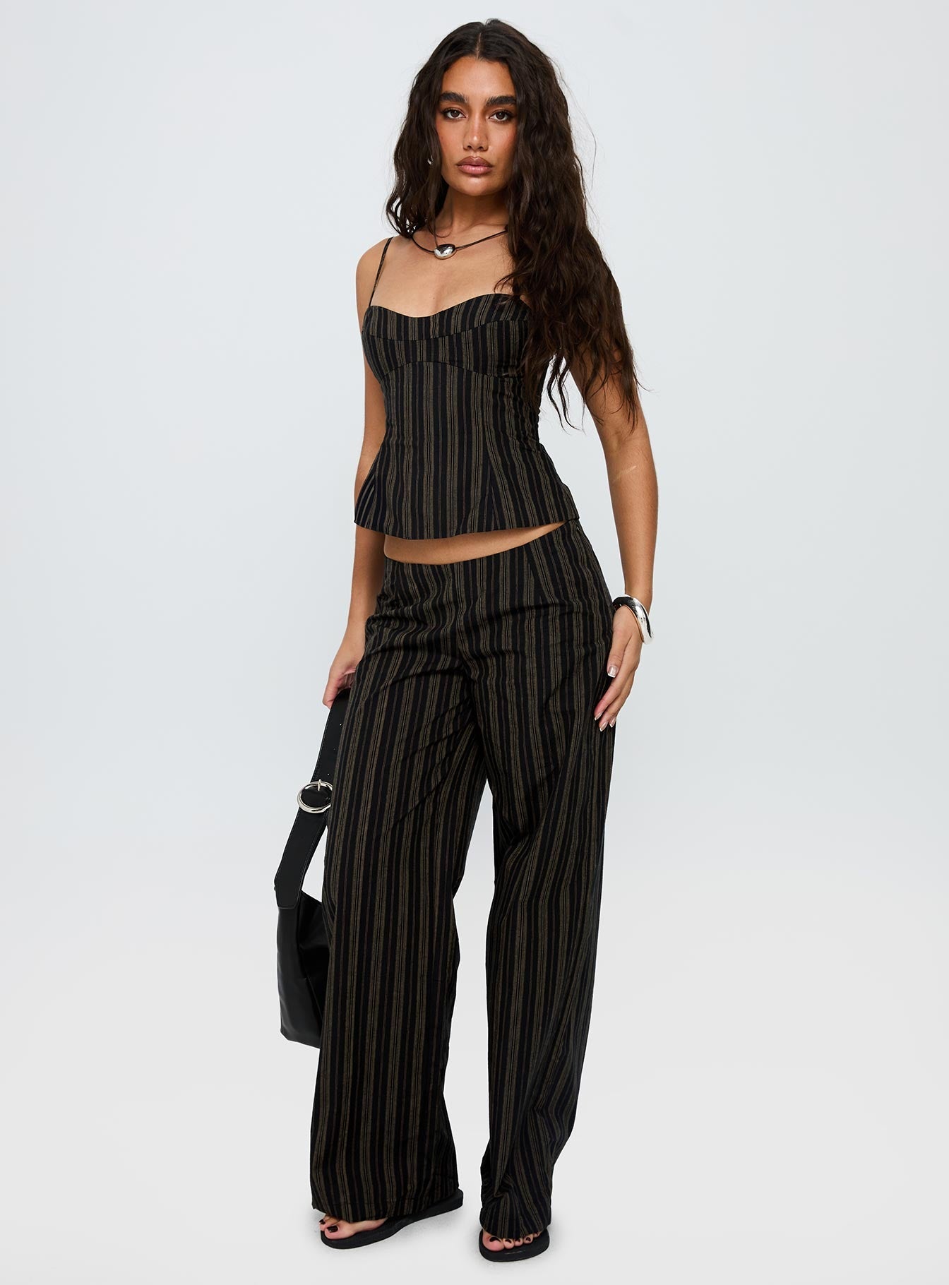 Kierstyn Corset Set Black Stripe Petite women's matching set by Ellevoria