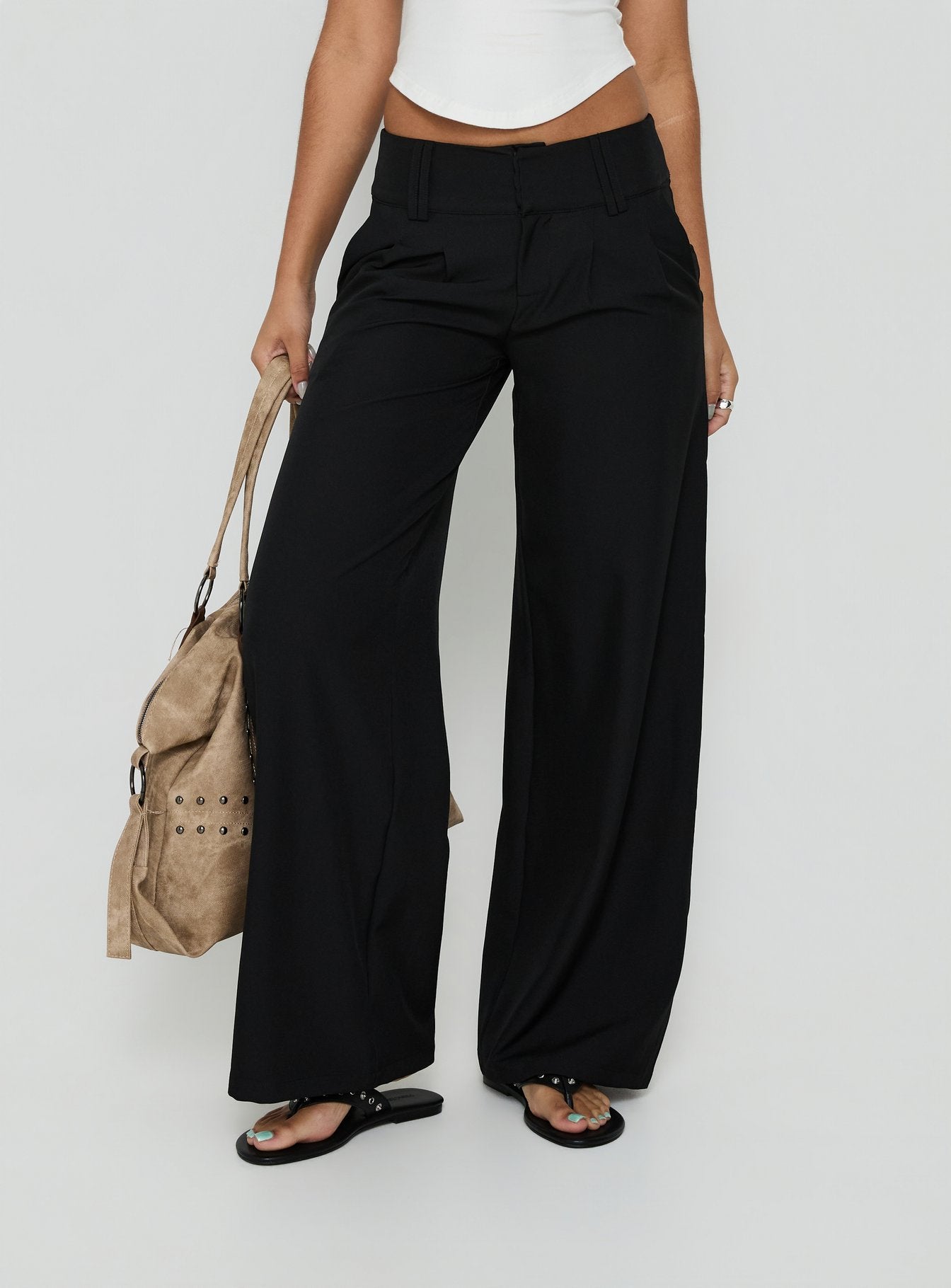 Loved Up Low Rise Baggy Pants Black - loose fit women's bottoms by Ellevoria