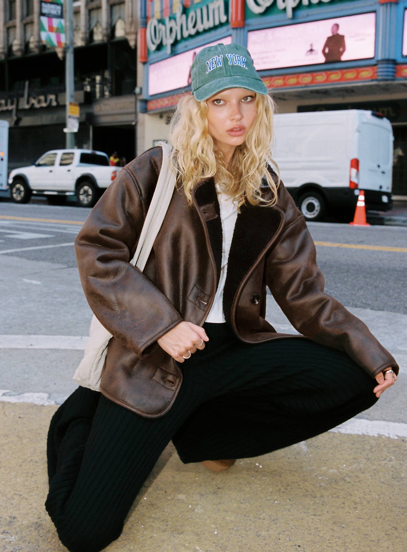 Nunez Faux Leather Jacket Washed Brown / Black women's jacket by Ellevoria