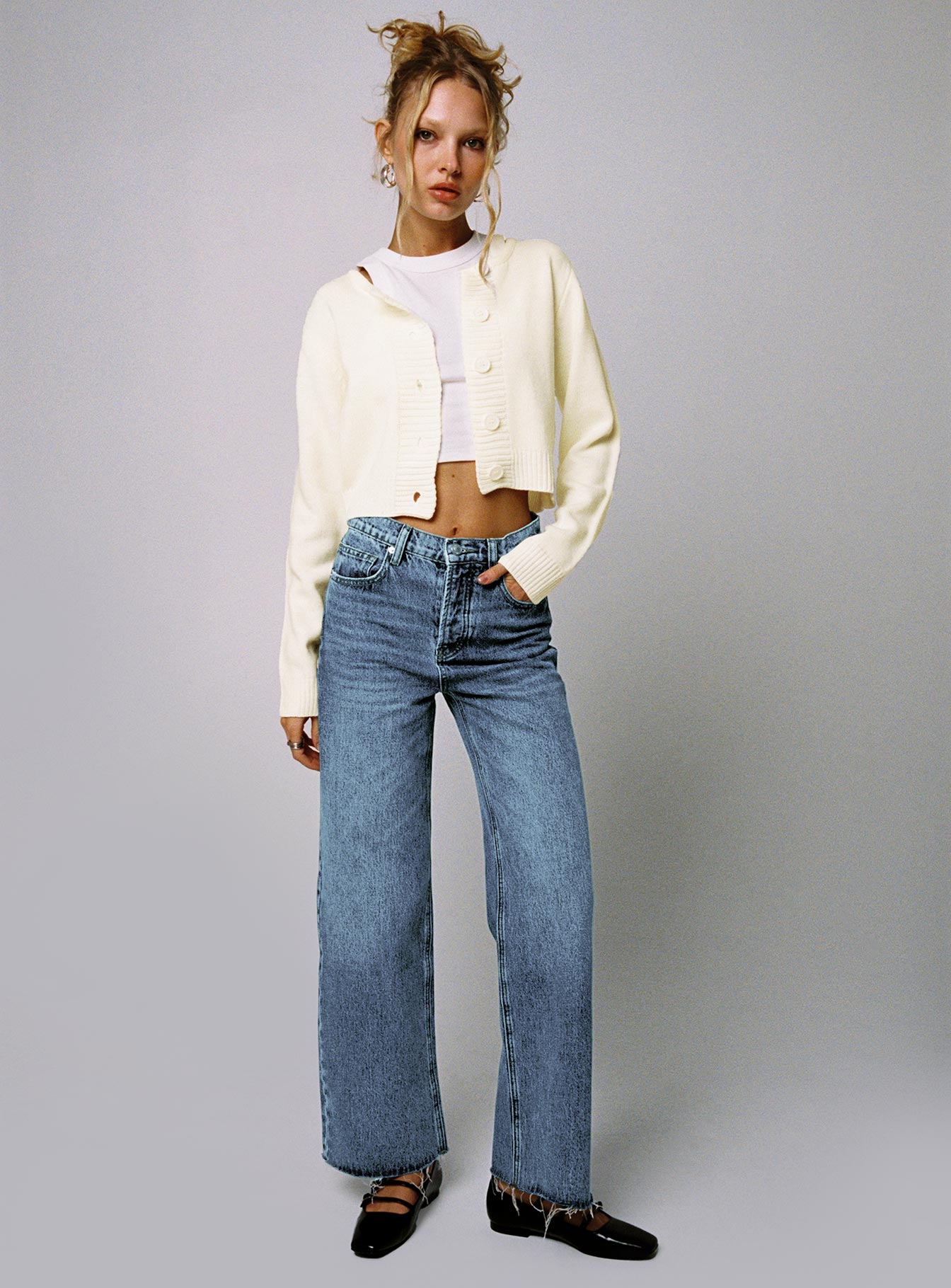 Fawcett High Rise Straight Leg Jeans Mid Blue Wash women's denim jeans by Ellevoria