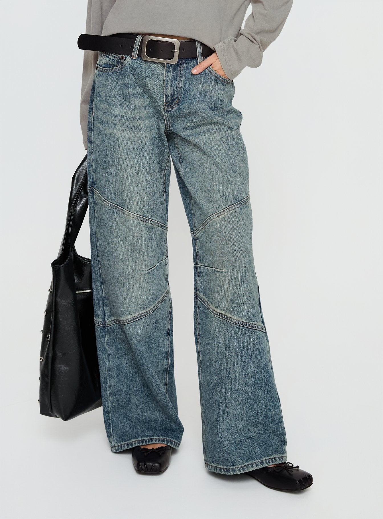Atmosphere Mid Rise Straight Leg Jeans Antique Wash women's denim jeans by Ellevoria