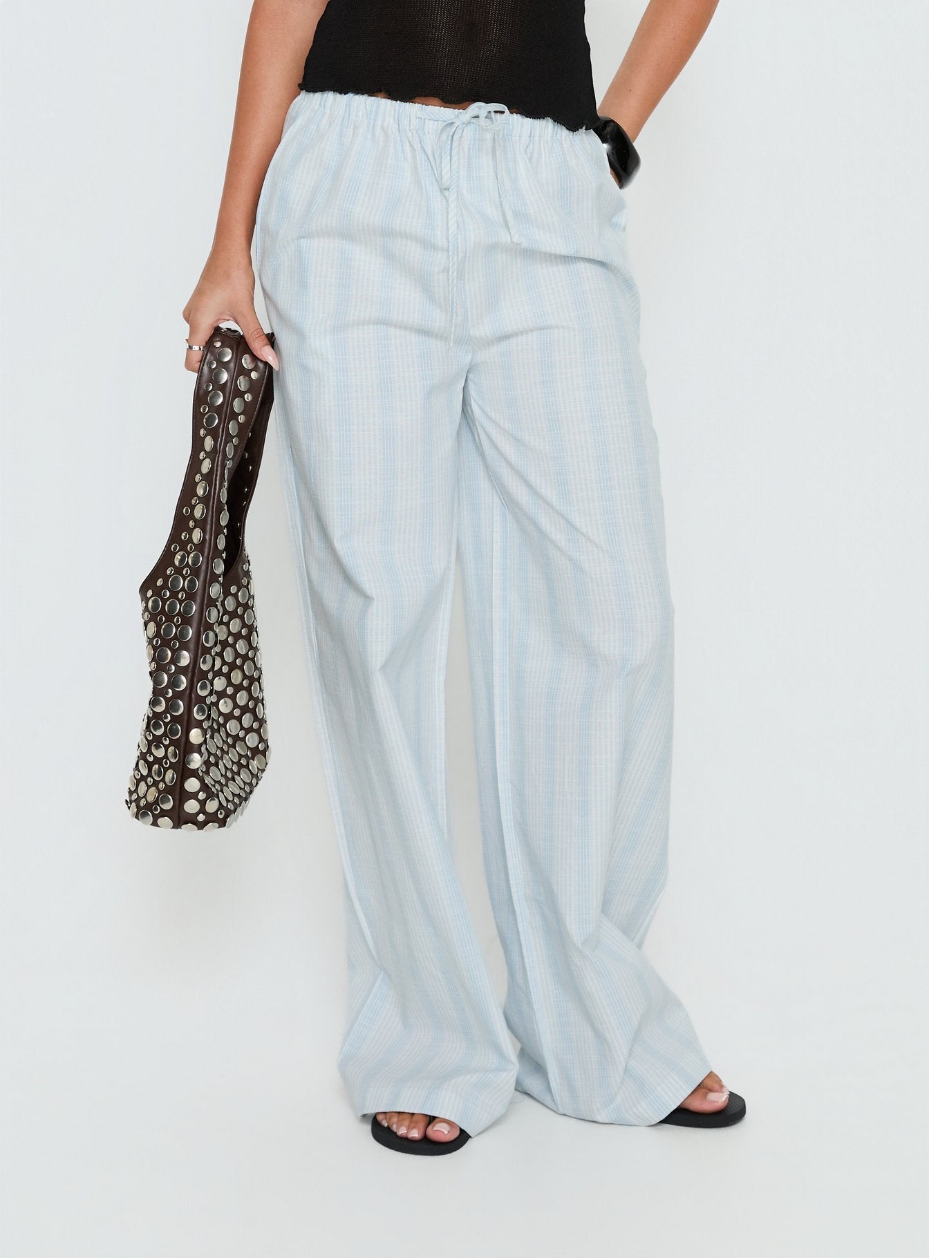 Parklea Pants Blue / White Stripe - loose fit women's bottoms by Ellevoria