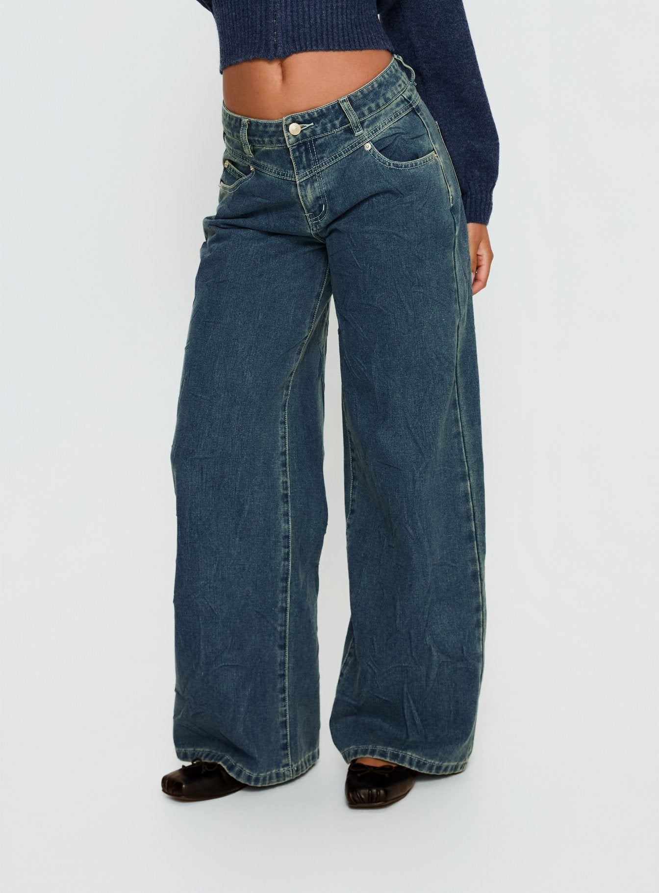 Shanna Relaxed Low Rise Jeans Acid Raw Wash women's denim jeans by Ellevoria