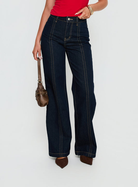 Cadance High Rise Straight Leg Jeans Indigo women's denim jeans by Ellevoria
