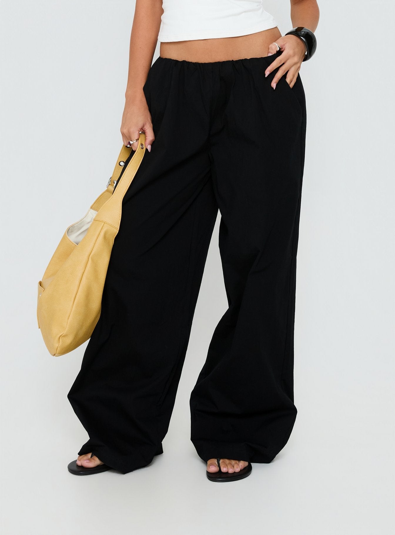 Lunea Concealed Waistband Pants Black - loose fit women's bottoms by Ellevoria