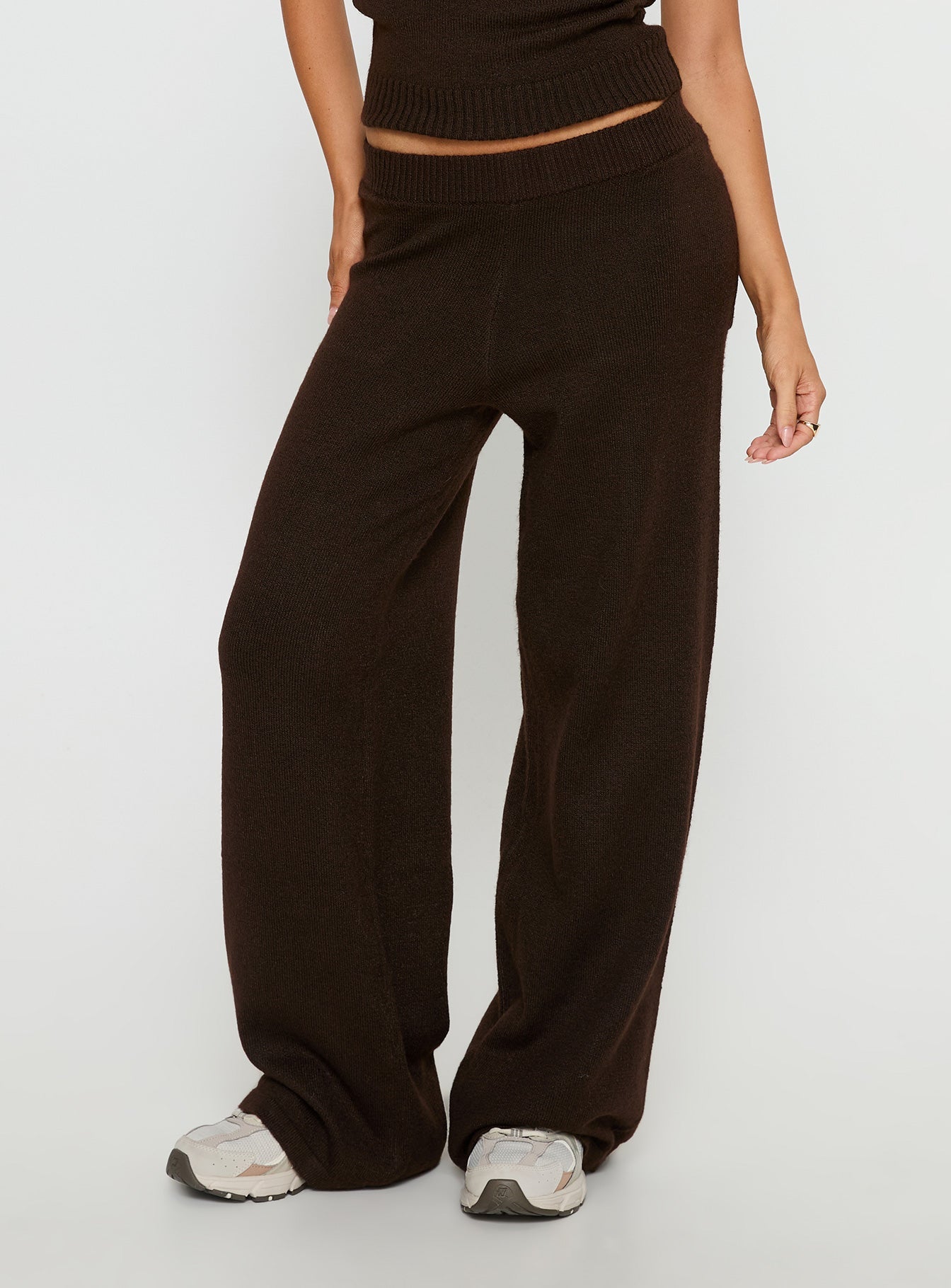 Bekki Wide Leg Knit Pant Brown women's pant set by Ellevoria