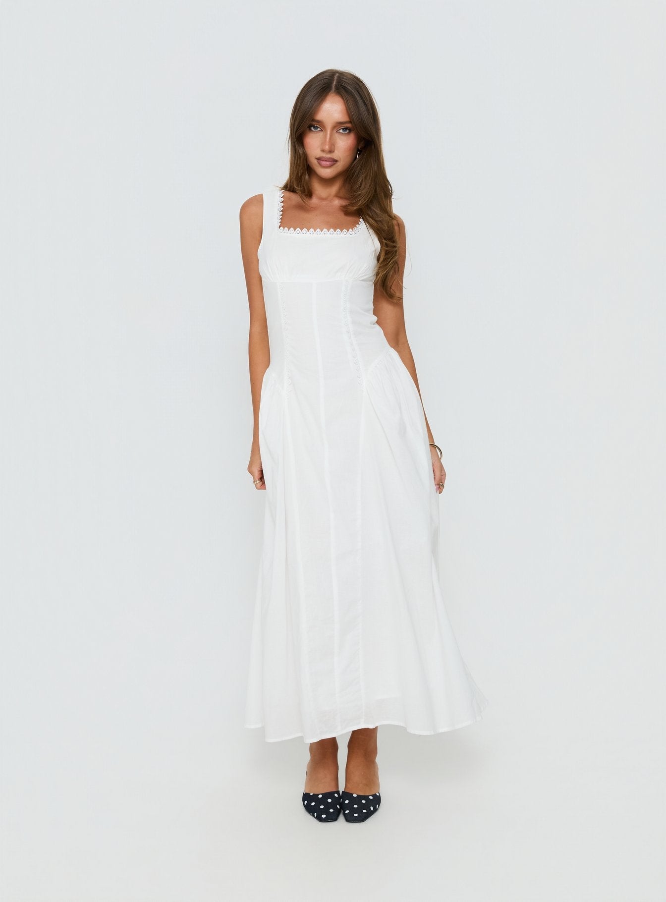 Mariette Panelled Midi Dress White - women's midi dress by Ellevoria - view 2