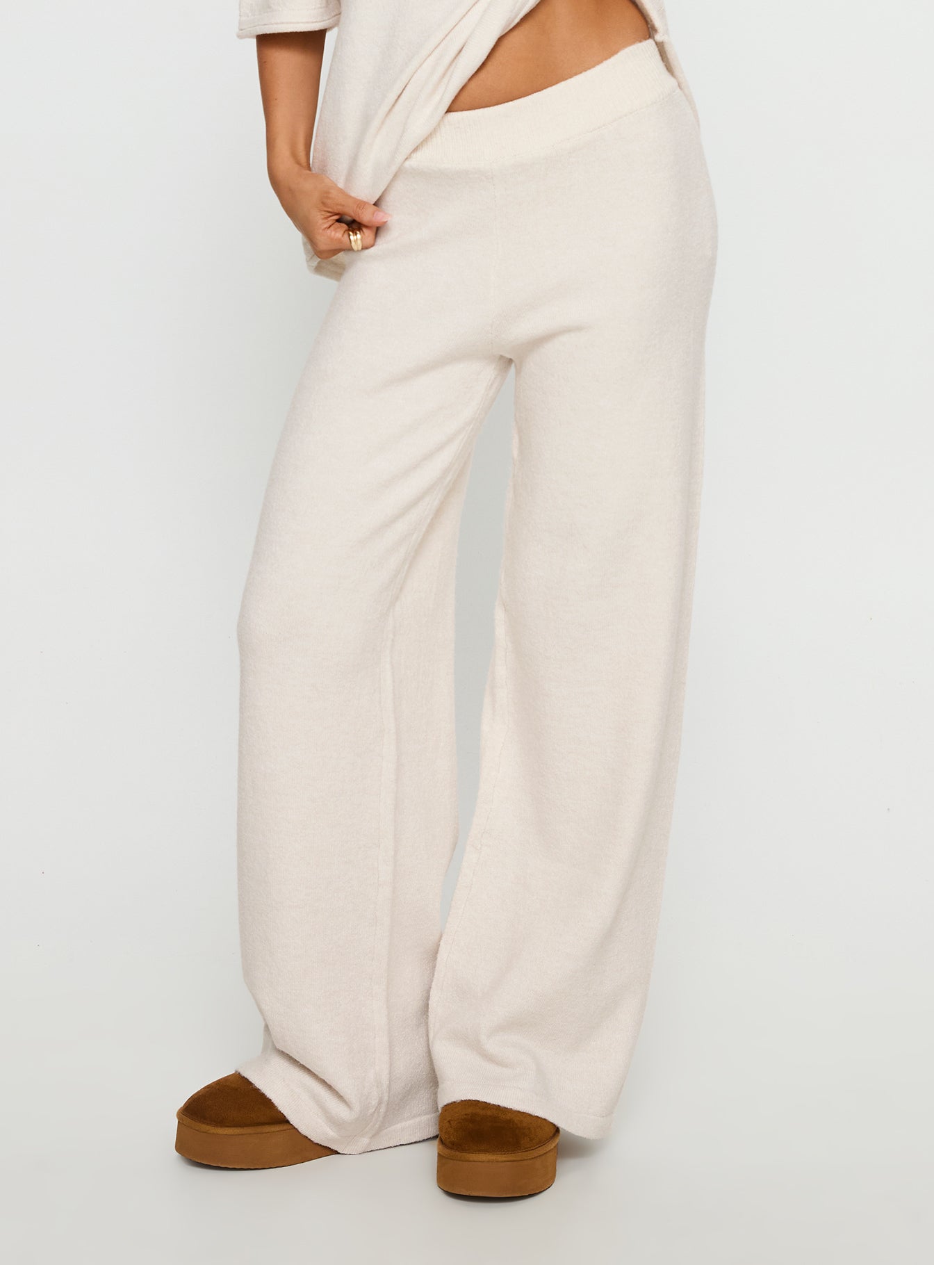 Bekki Wide Leg Knit Pant Oat women's pant set by Ellevoria