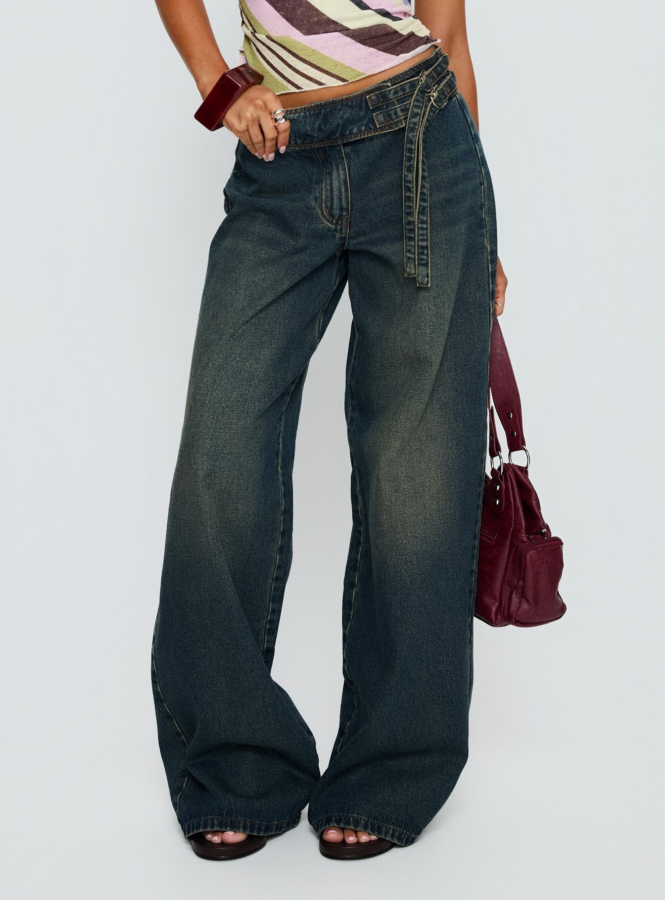 Boxie Mid Rise Wide Leg Jeans Vintage Wash women's denim jeans by Ellevoria
