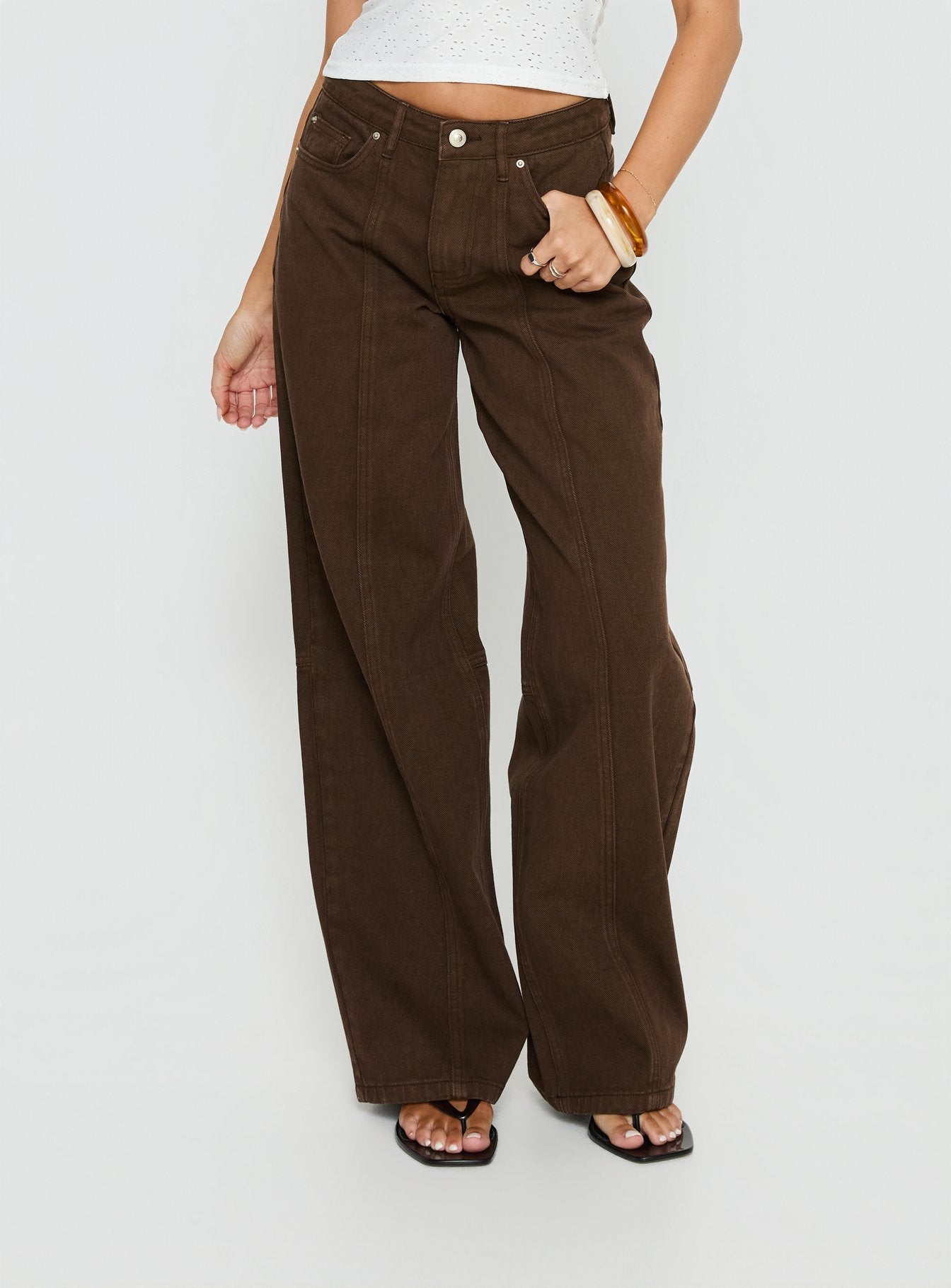 Lando Low Rise Straight Leg Jeans Chocolate women's denim jeans by Ellevoria