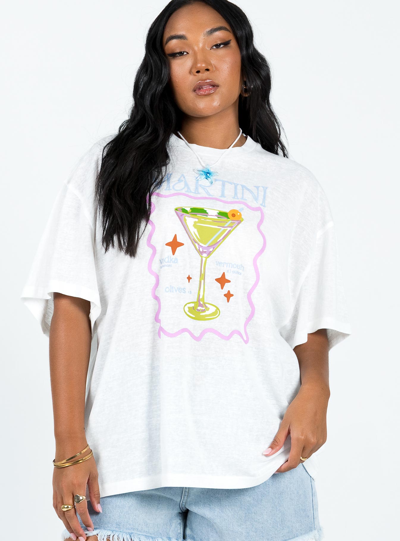 Martini Oversized Tee White - women's top by Ellevoria - view 2