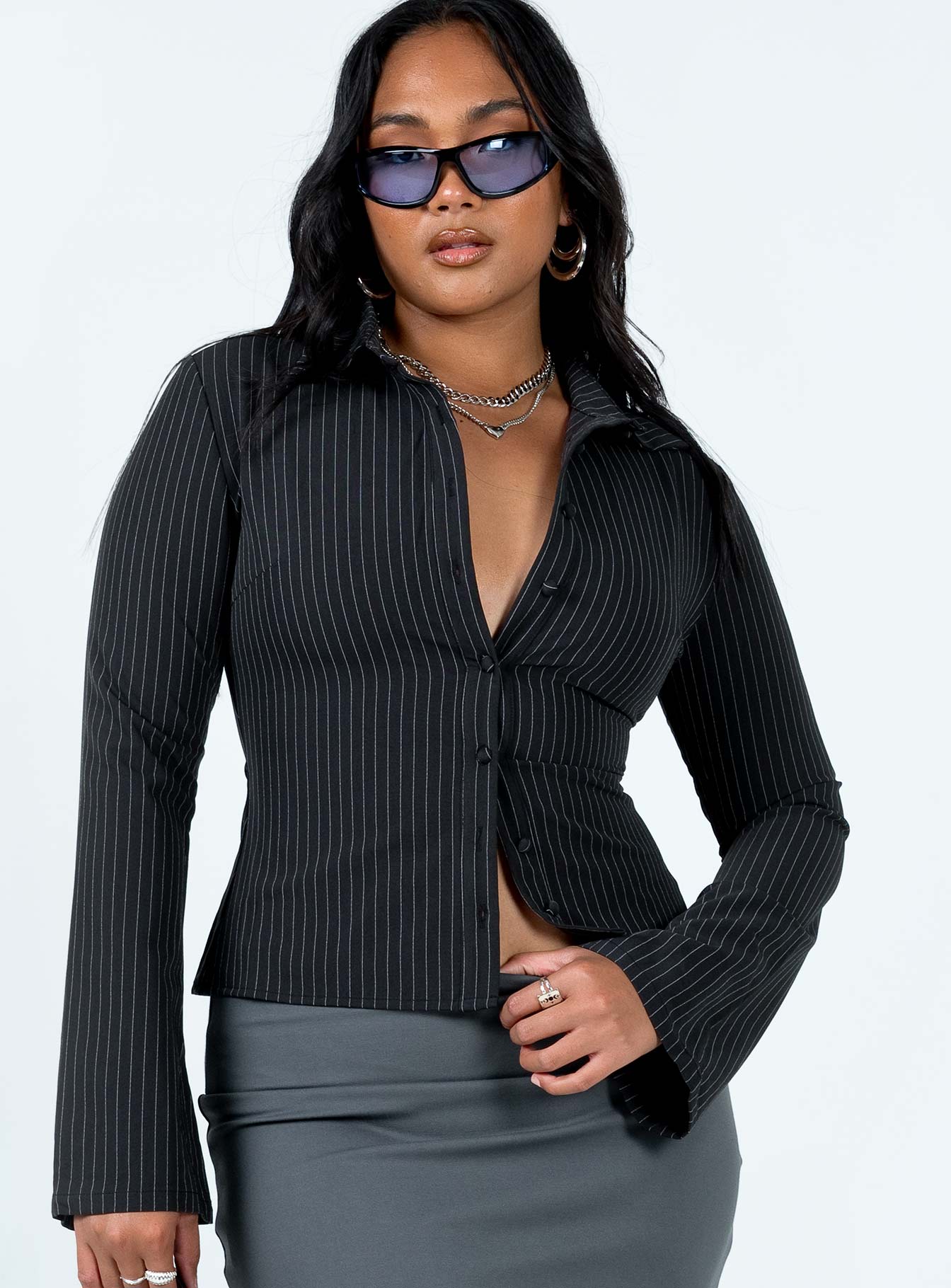 Anni Stripe Shirt Pinstripe - women's shirt by Ellevoria - view 2