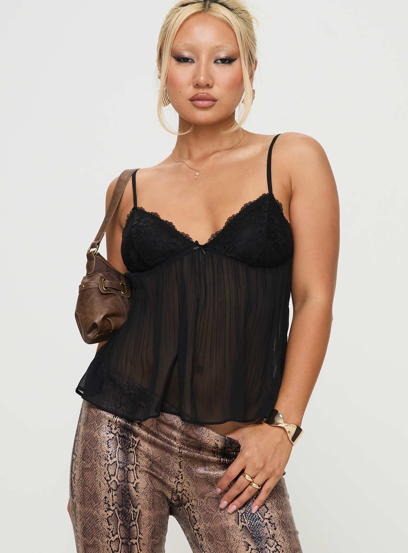 Zami Pleat Top Black - women's top by Ellevoria - view 2
