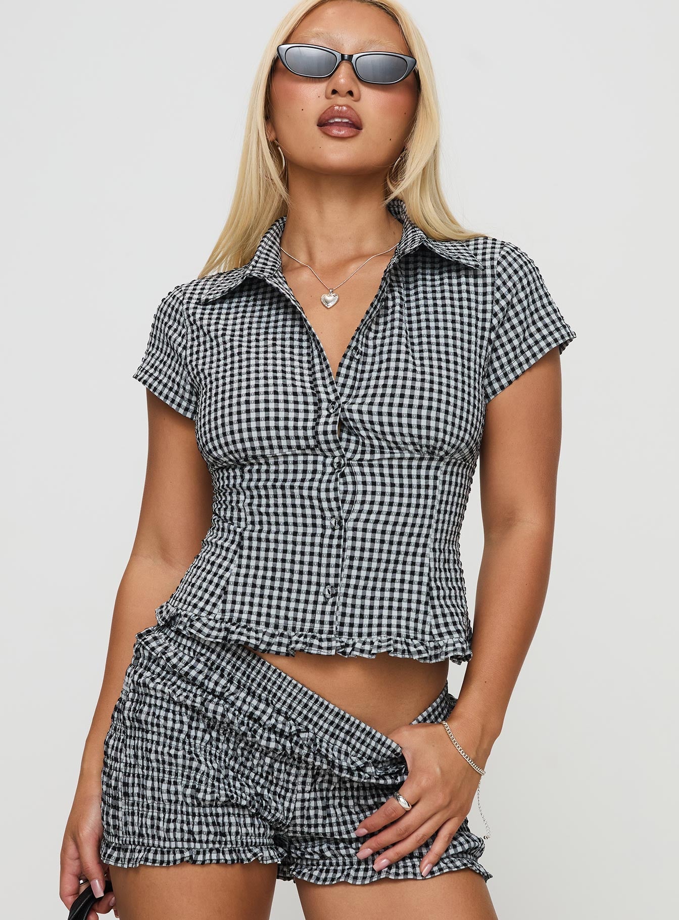 Covey Shirred Puff Sleeve Top Multi women's two piece set by Ellevoria