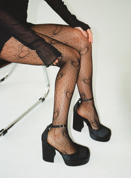 Heart Throb Stockings Black women's tights by Ellevoria