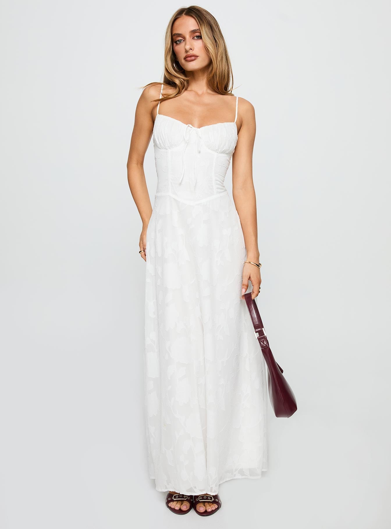 Members Only Maxi Dress White Burnout - women's maxi dress by Ellevoria - view 2