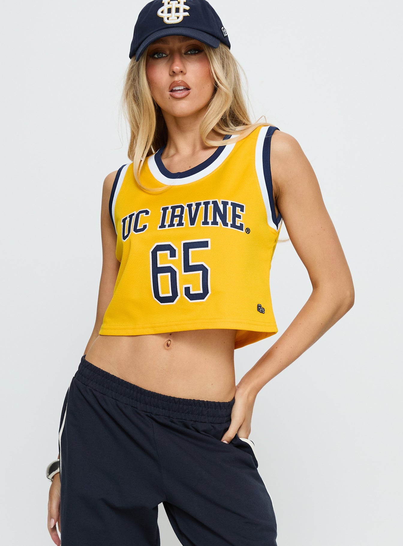 UC Irvine Cropped Basketball Jersey Tank Yellow - women's top by Ellevoria - view 2