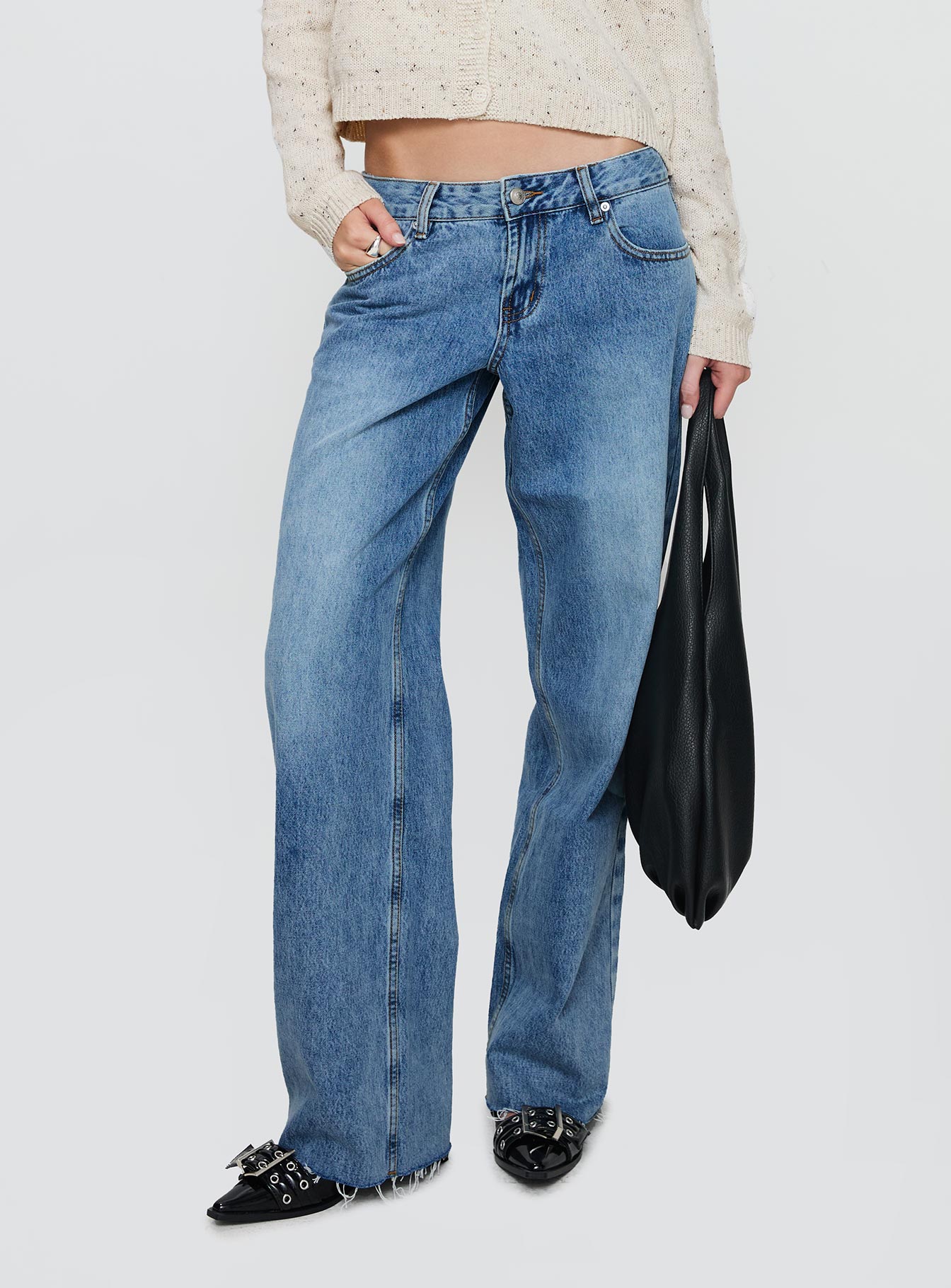 Sabryna Low Rise Straight Leg Jeans Blue women's denim jeans by Ellevoria