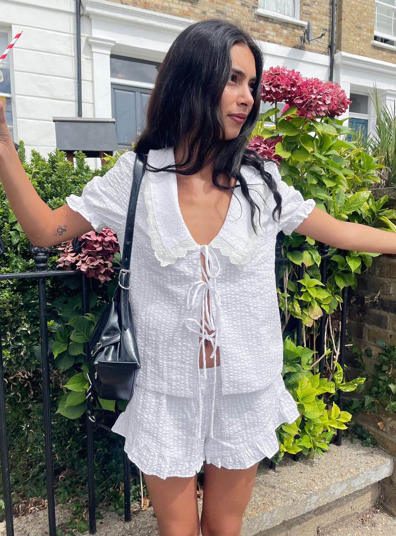 Eternal Sun Collared Set White women's two piece set by Ellevoria